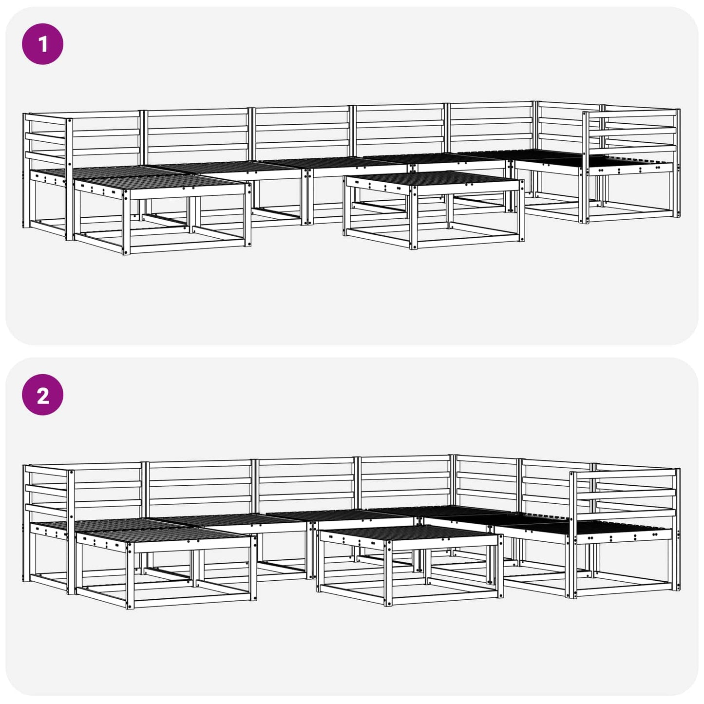 Utendørs sofa-sett 8 pcs Hvit Solid akasietre