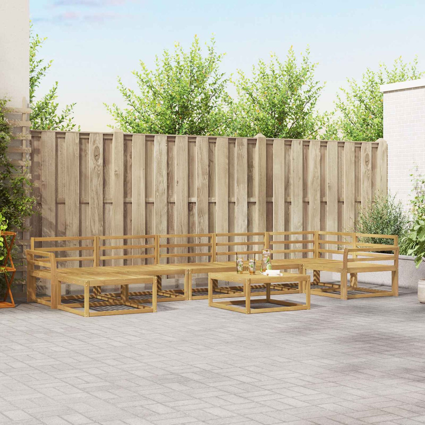 Utendørs sofa-sett 8 pcs Hvit Solid akasietre