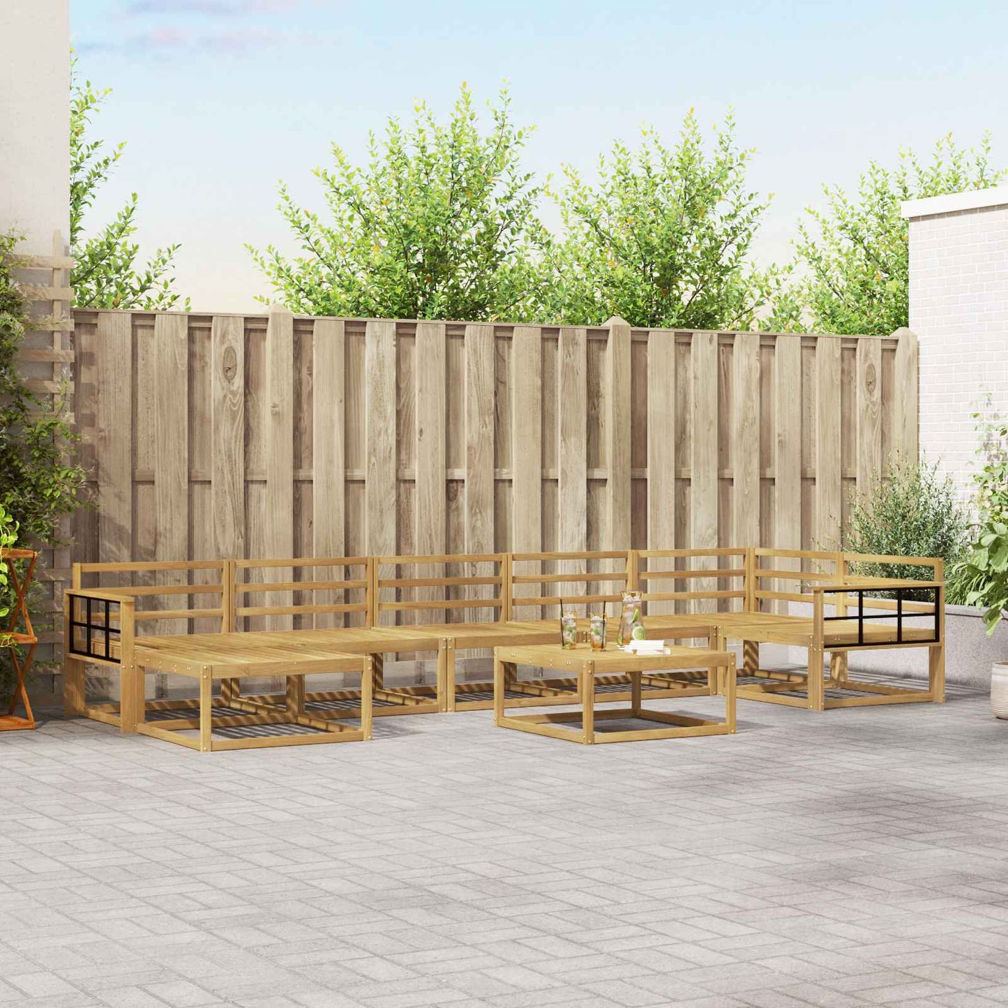 Utendørs sofa-sett 8 pcs Hvit Solid akasietre