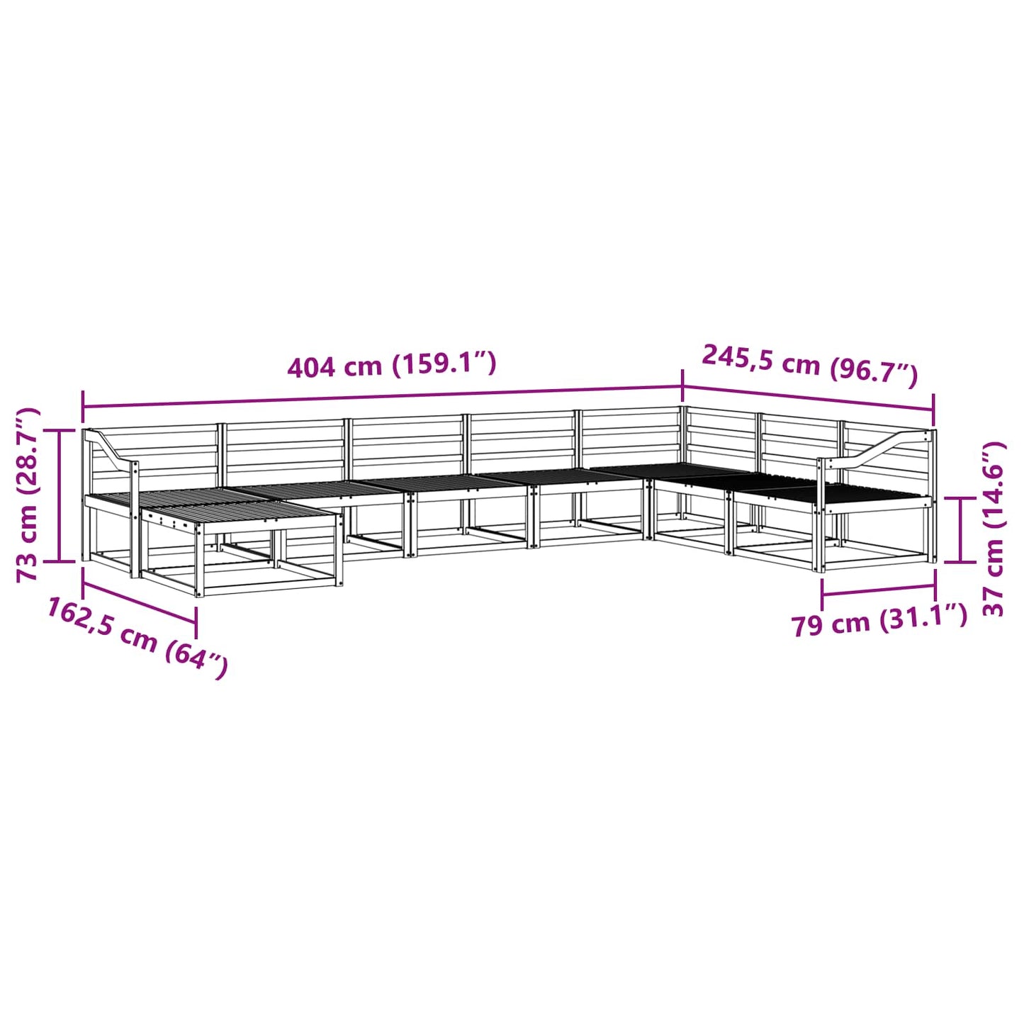 Utendørs sofa-sett 8 pcs Hvit Solid akasietre