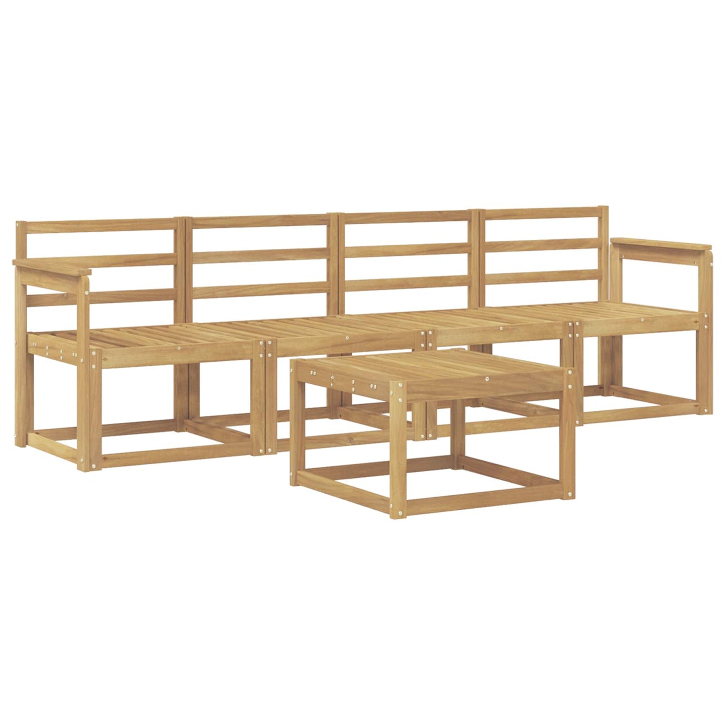 Utendørs sofa-sett 5 pcs Hvit 59 x 59 x 37 cm Solid akasietre