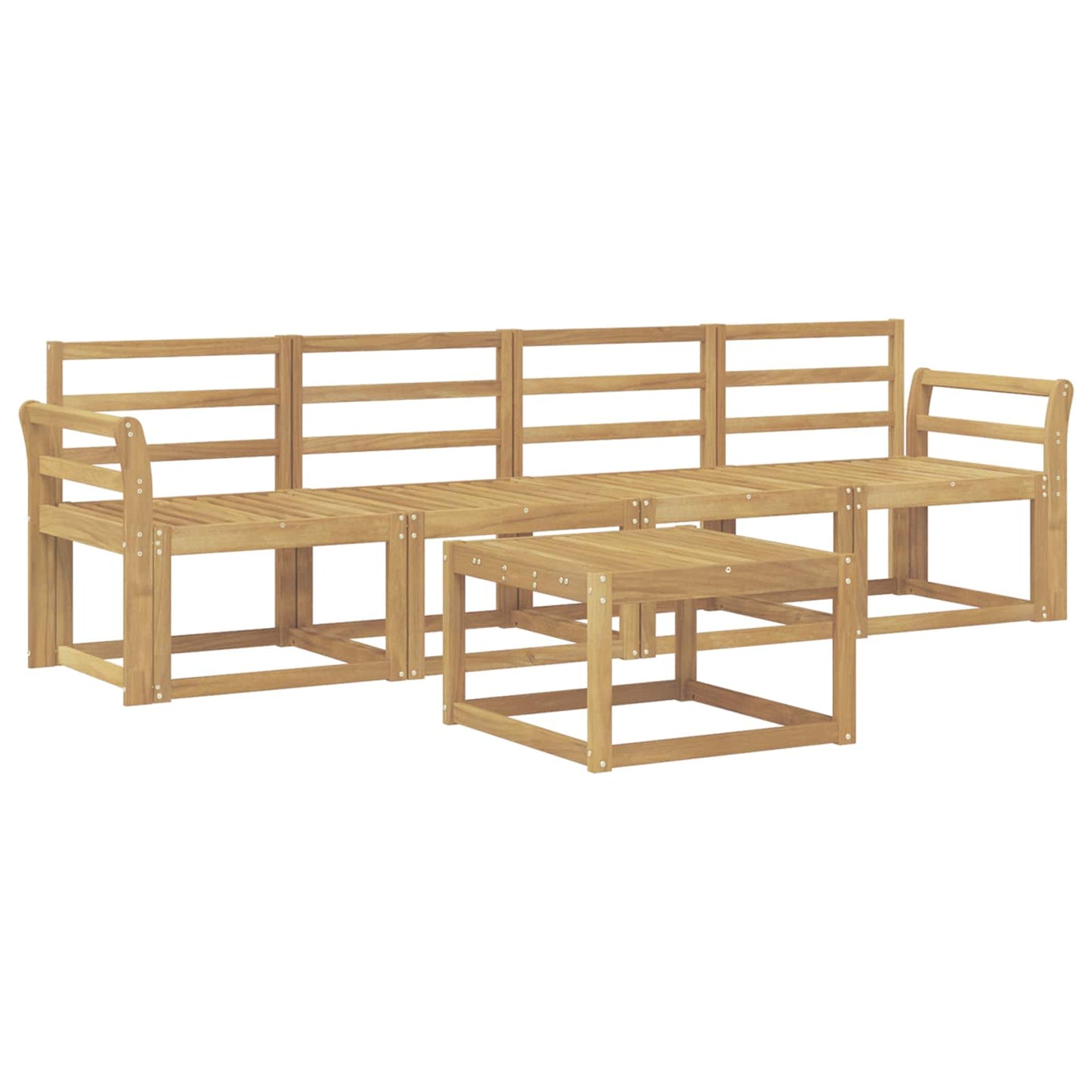 Utendørs sofa-sett 5 stk. Hvit Solid akasietre