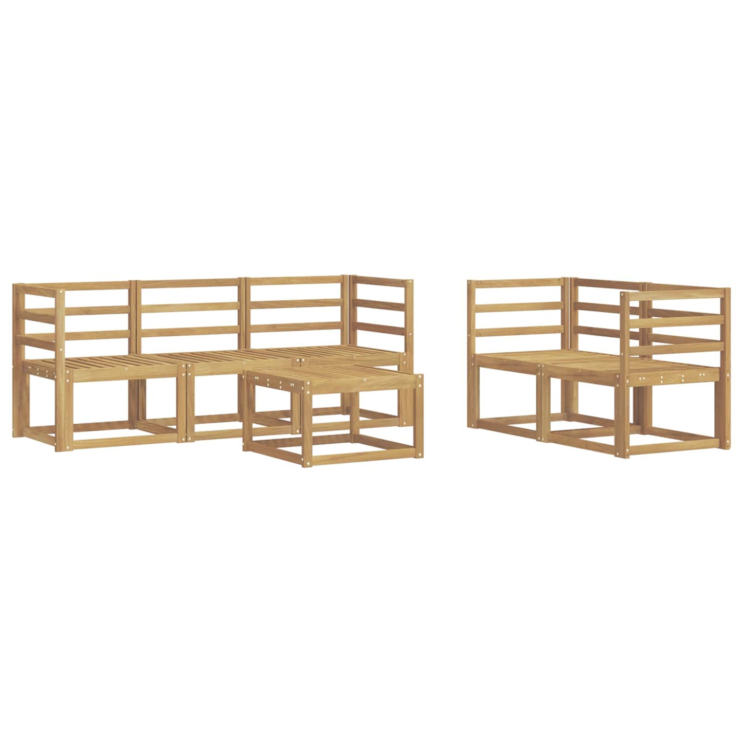 Utendørs sofa-sett 6 pcs Hvit 59 x 59 x 37 cm Solid akasietre