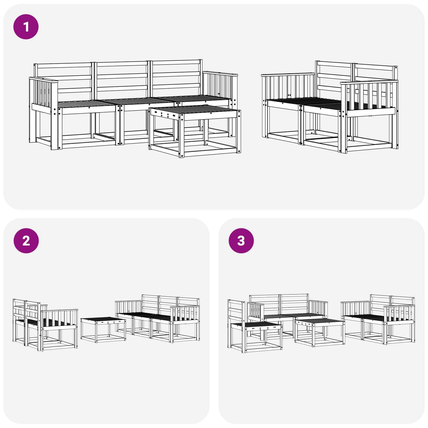 Utendørs sofa-sett 6 pcs Hvit 59 x 59 x 37 cm Solid akasietre