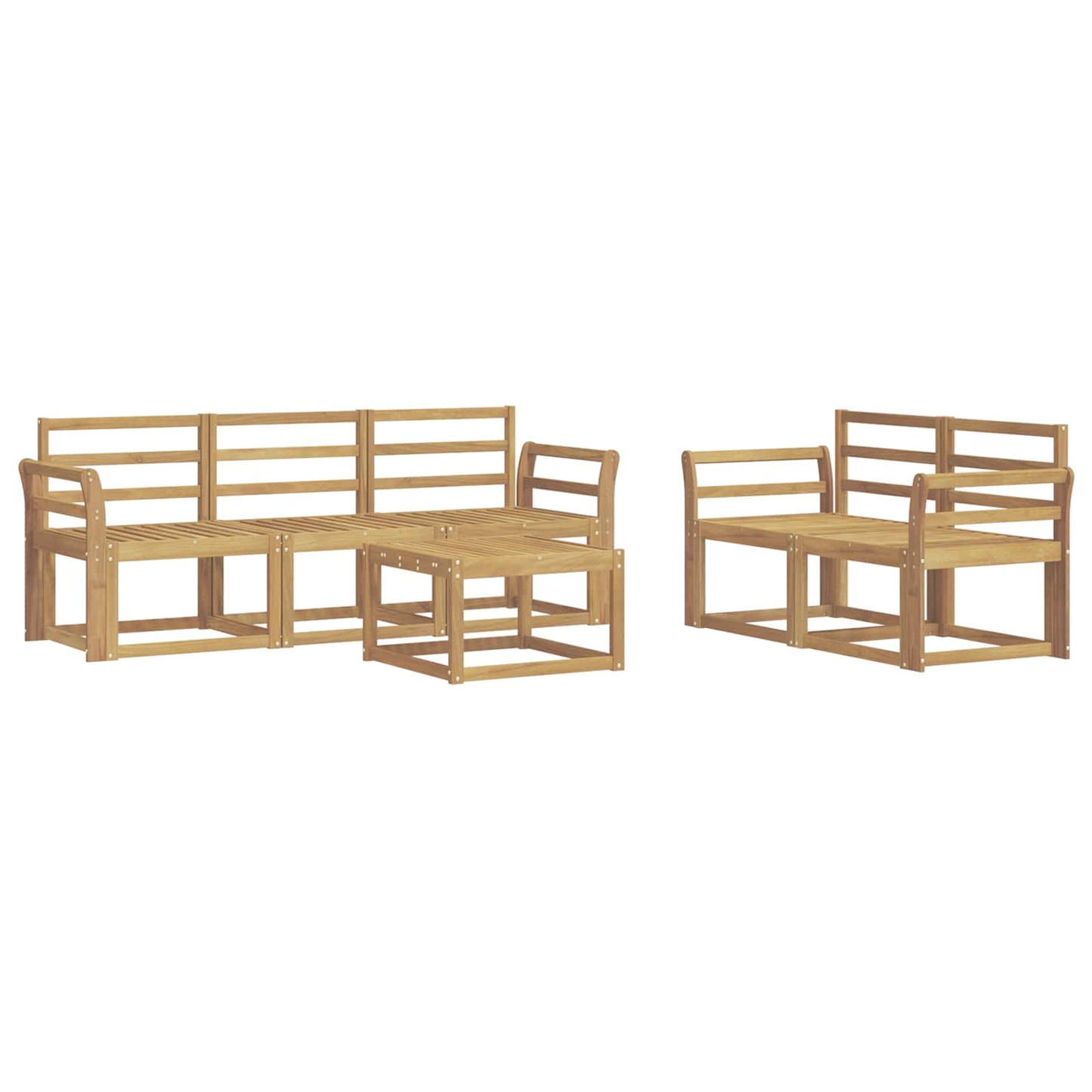 Utendørs sofa-sett 6 pcs Hvit 59 x 59 x 37 cm Solid akasietre