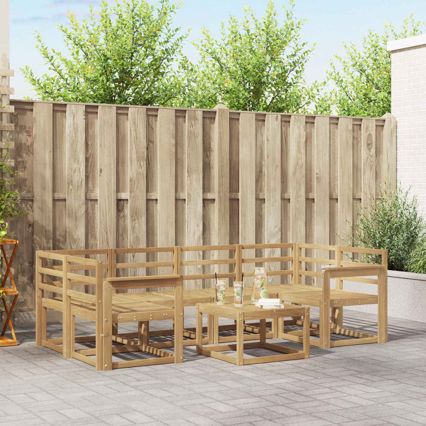 Utendørs sofa-sett 7 pcs Hvit 59 x 59 x 37 cm Solid akasietre