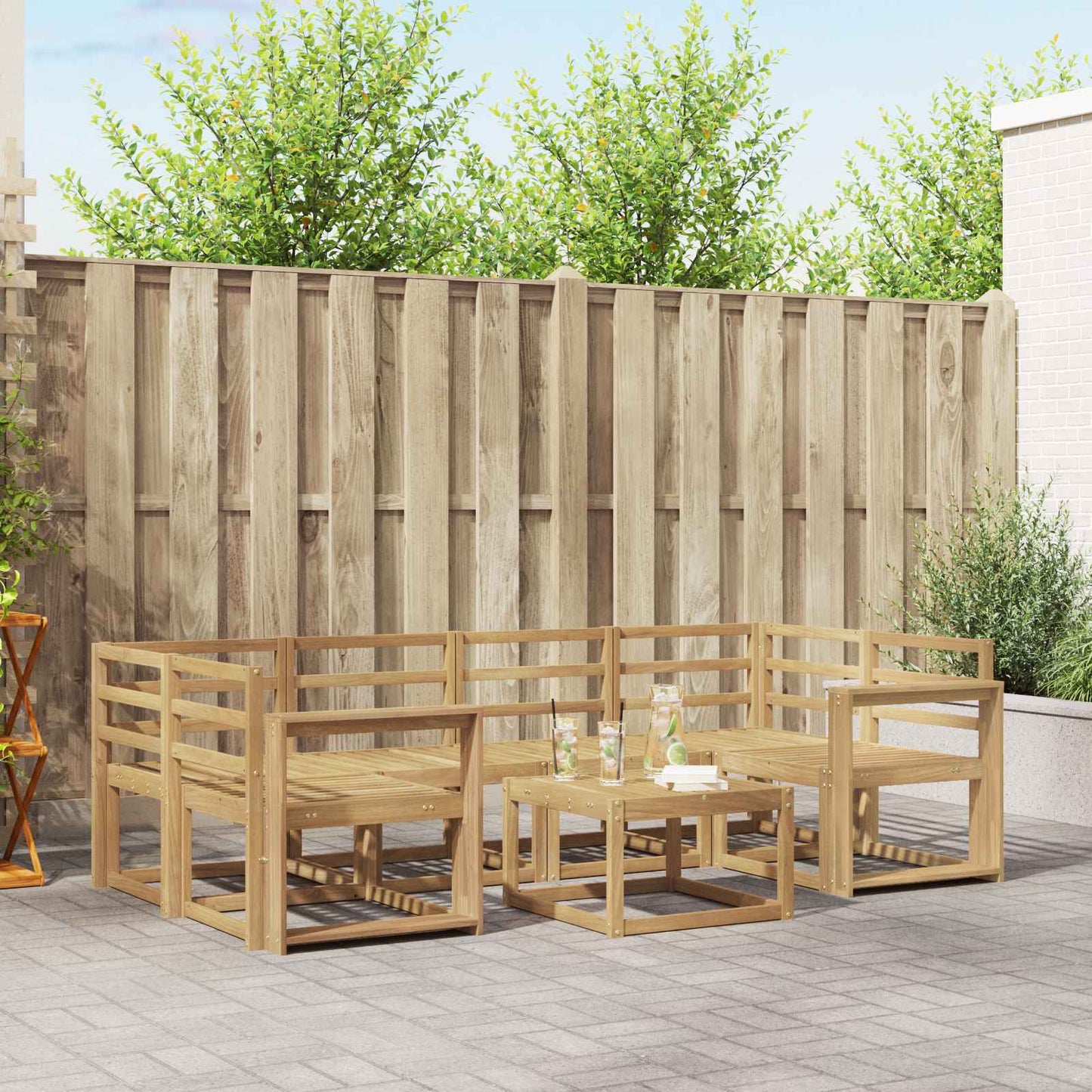 Utendørs sofa-sett 7 pcs Hvit 59 x 59 x 37 cm Solid akasietre