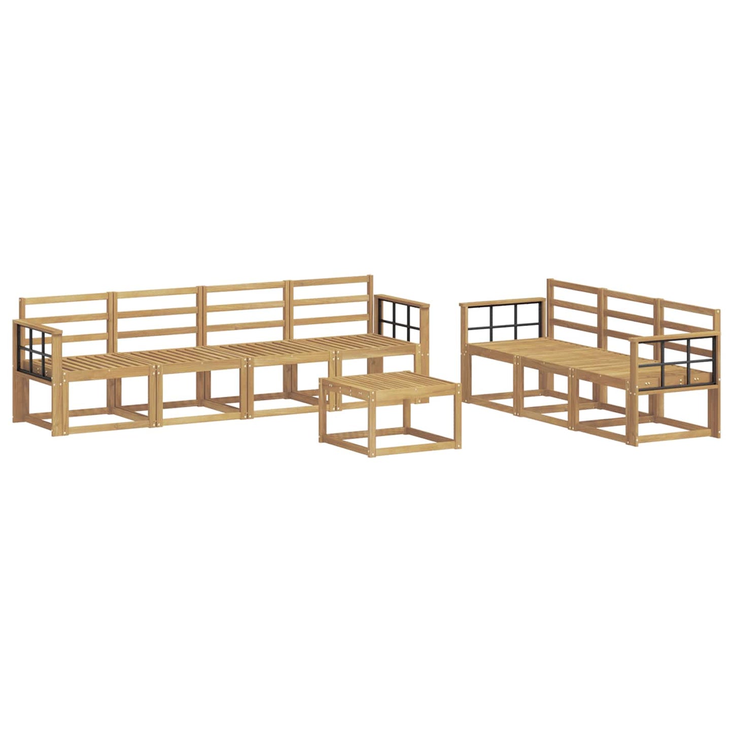 Utendørs sofa-sett 8 pcs Hvit 59 x 59 x 37 cm Solid akasietre
