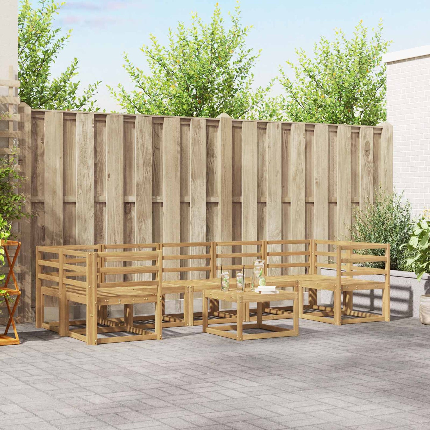 Utendørs sofa-sett 8 pcs Hvit 59 x 59 x 37 cm Solid akasietre