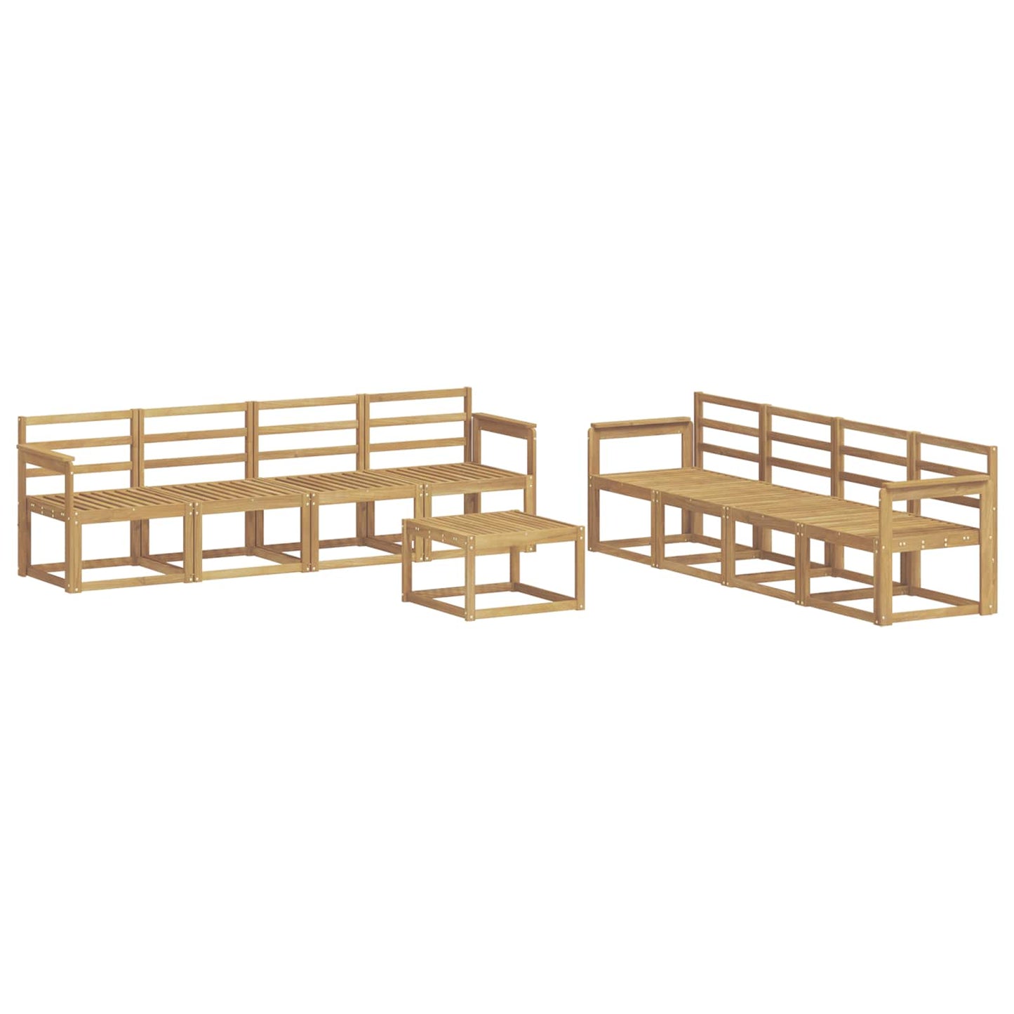 Utendørs sofa-sett 9 pcs Hvit 59 x 59 x 37 cm Solid akasietre