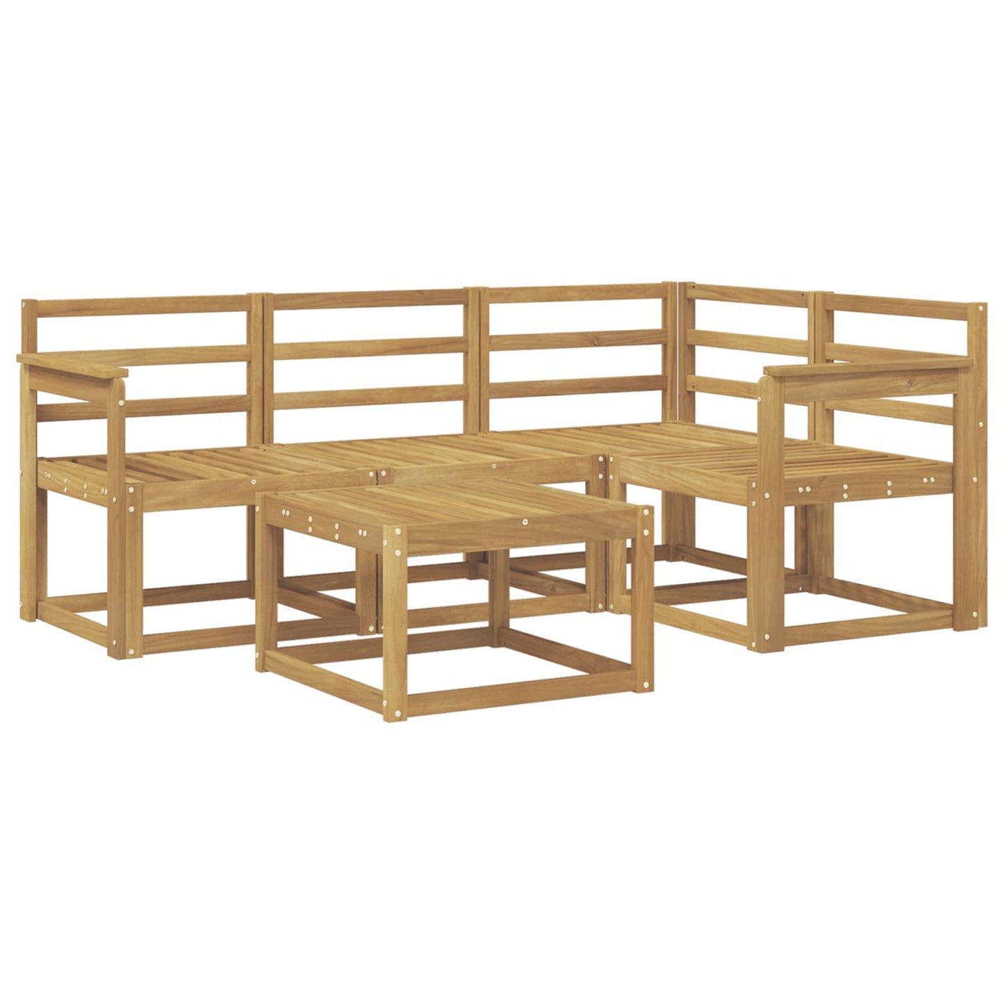 Utendørs sofa-sett 5 pcs Hvit 59 x 59 x 37 cm Solid akasietre
