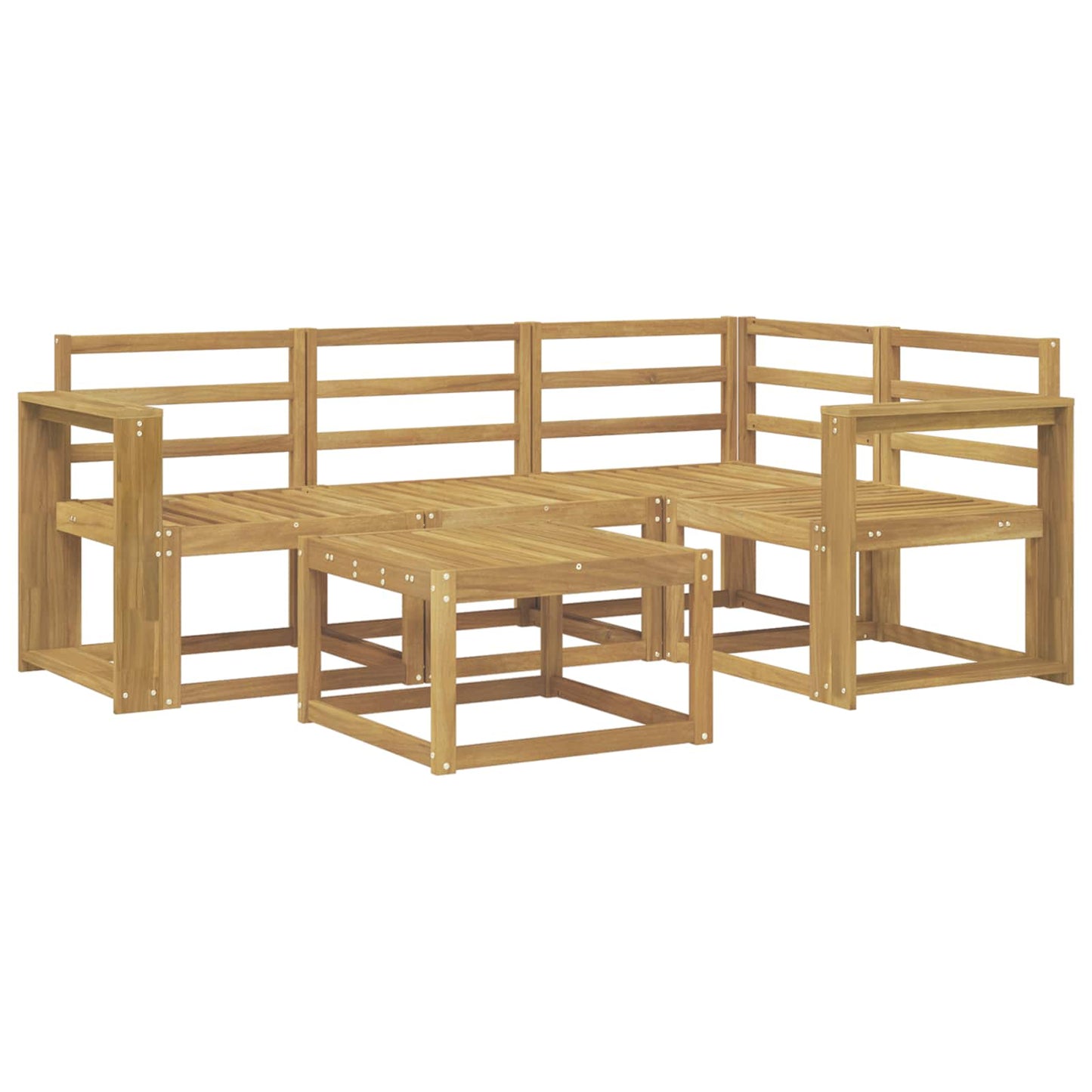 Utendørs sofa-sett 5 pcs Hvit 59 x 59 x 37 cm Solid akasietre