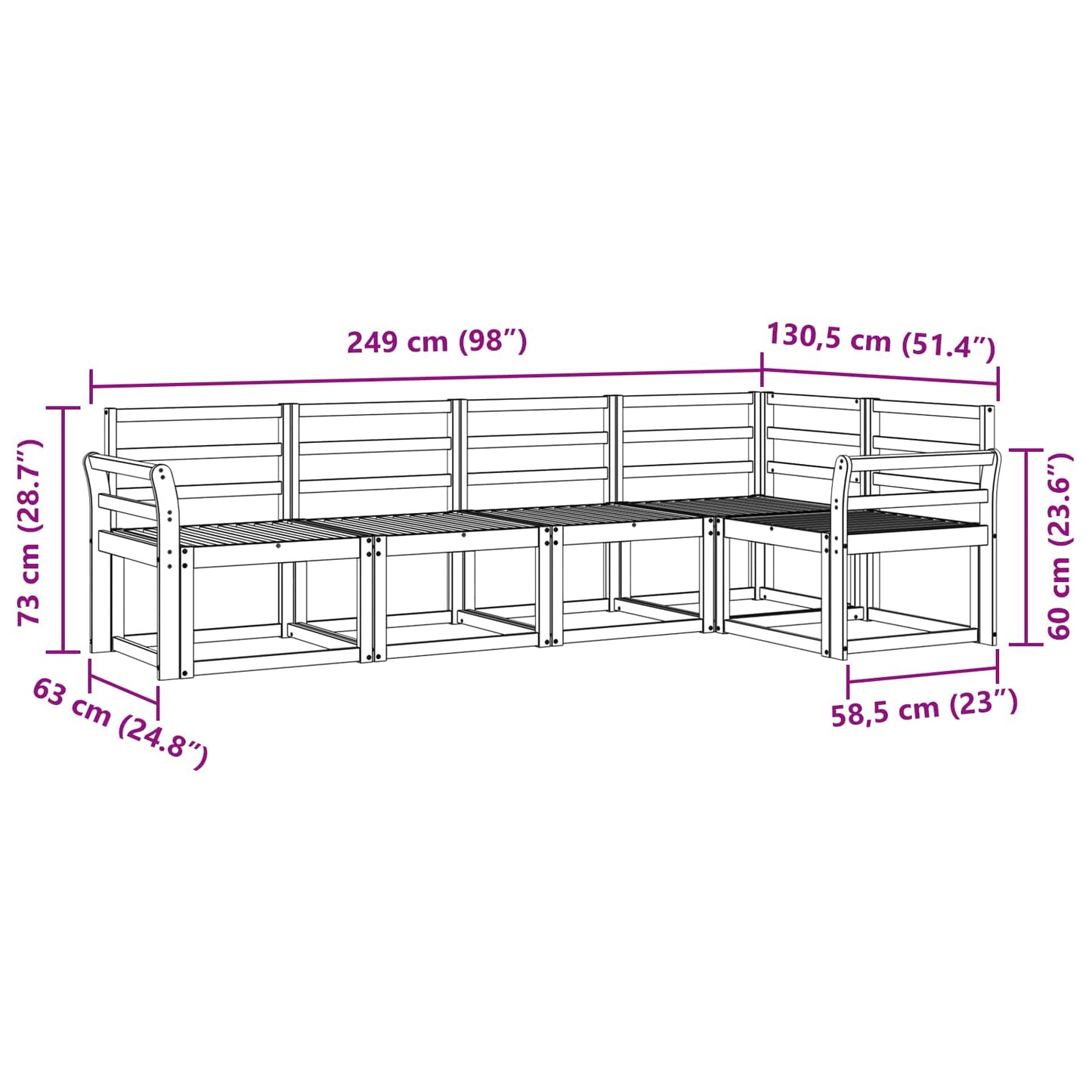 Utendørs sofa-sett 5 pcs Hvit Solid akasietre
