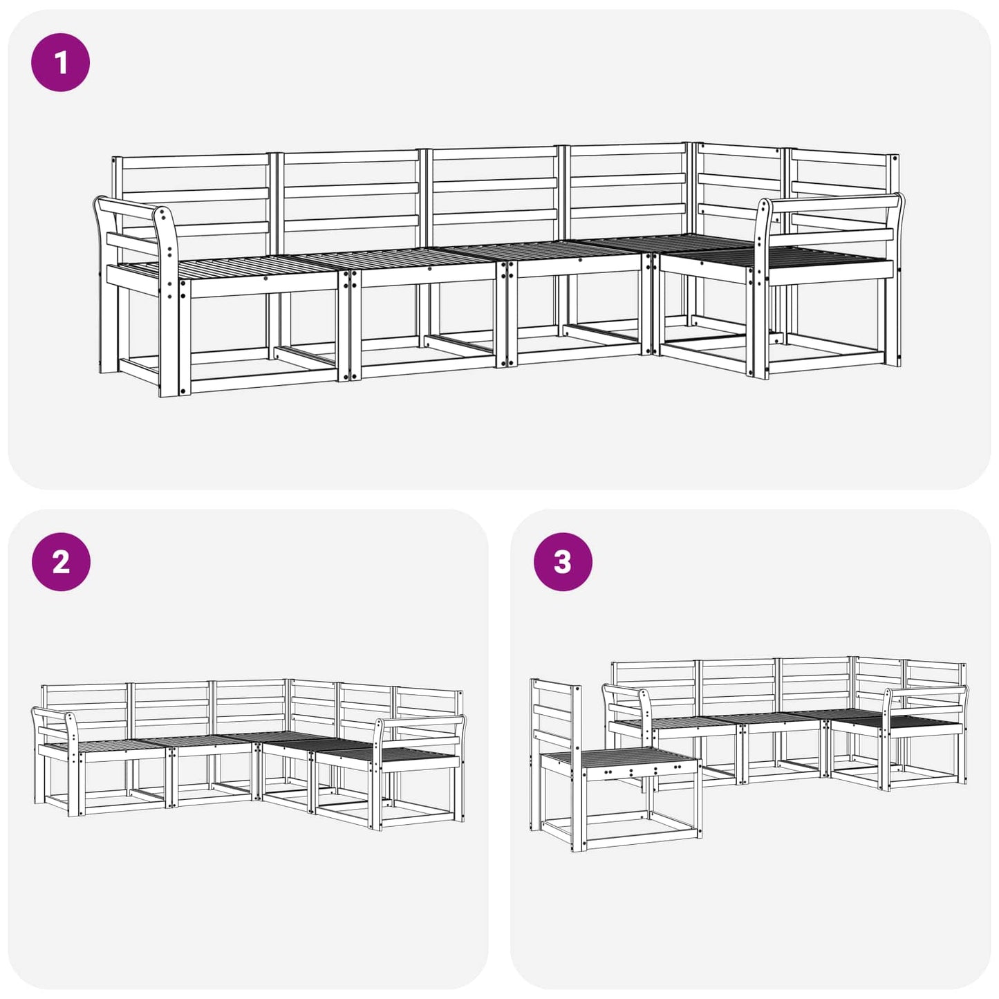 Utendørs sofa-sett 5 pcs Hvit Solid akasietre