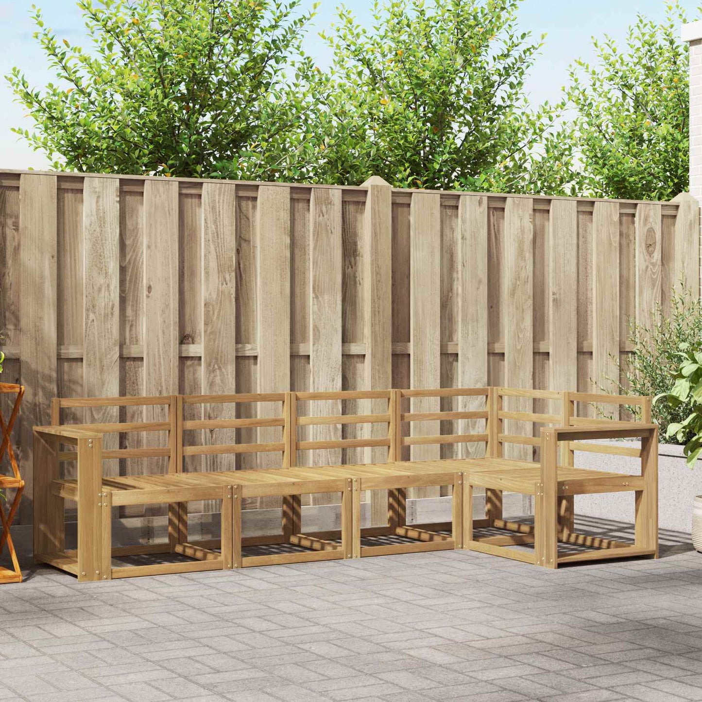 Utendørs sofa-sett 5 pcs Hvit Solid akasietre