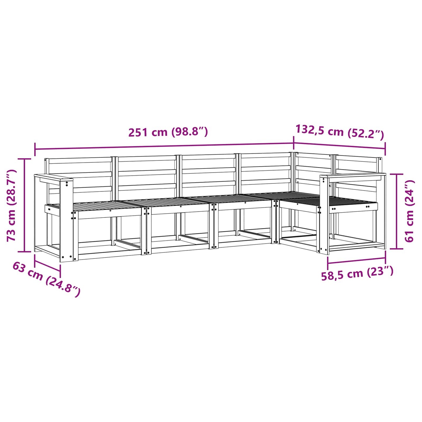 Utendørs sofa-sett 5 pcs Hvit Solid akasietre