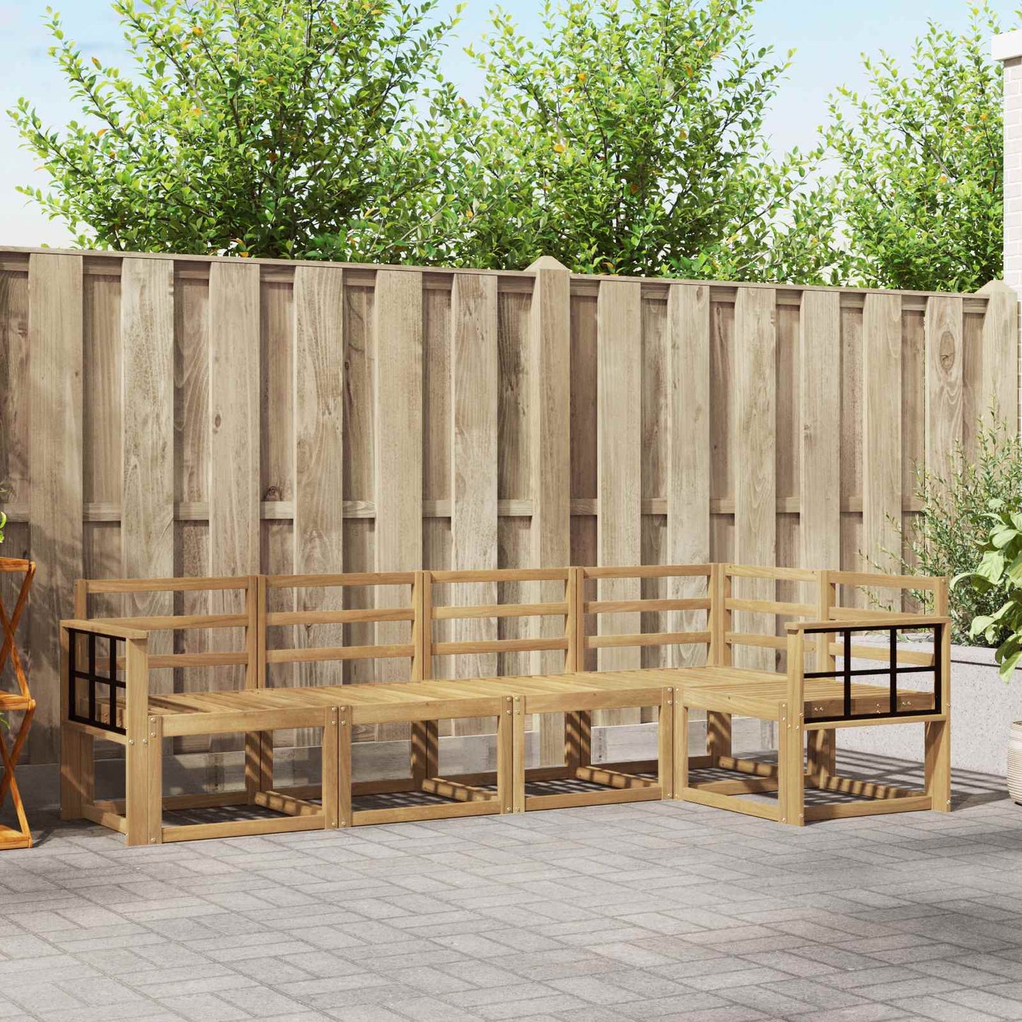 Utendørs sofa-sett 5 pcs Hvit Solid akasietre