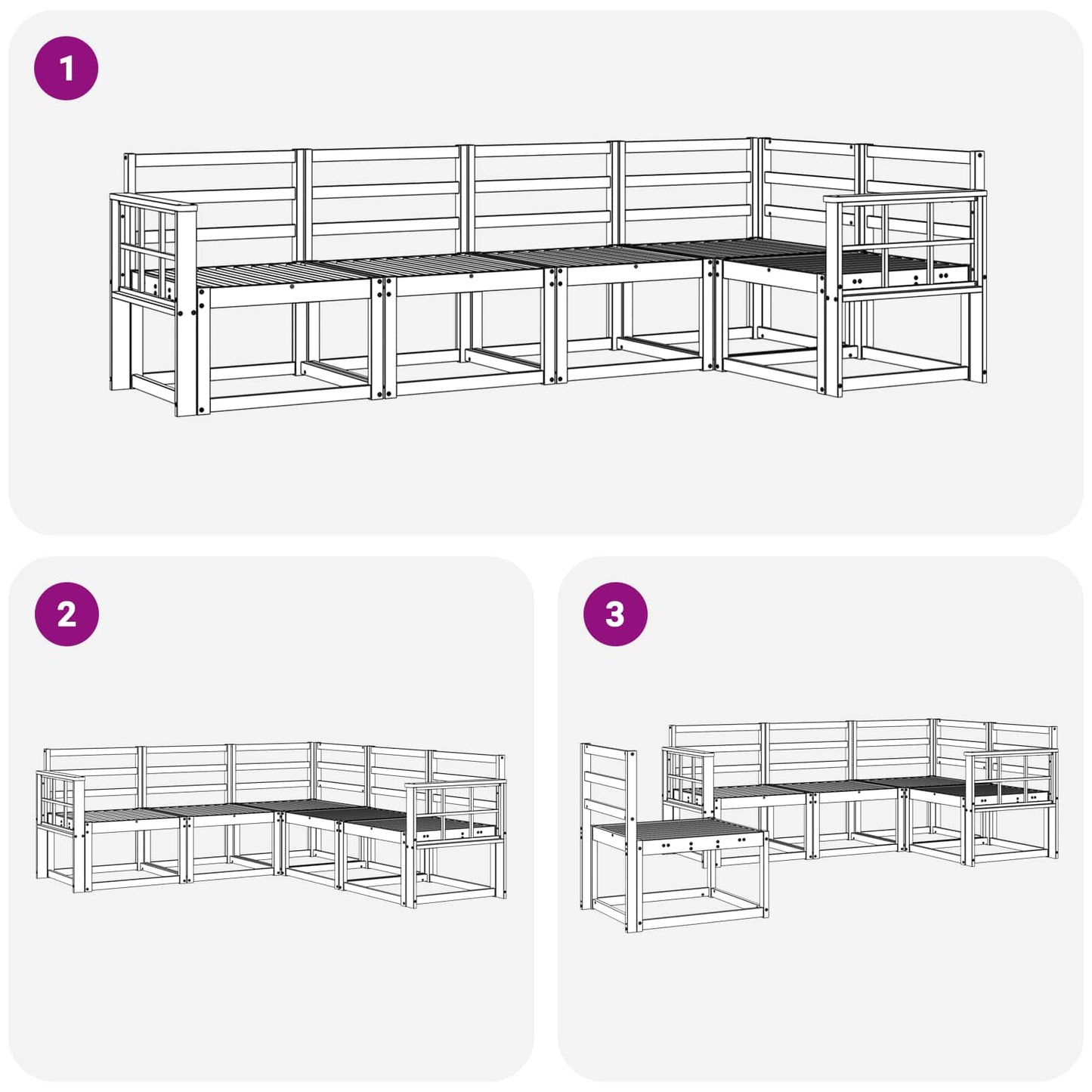 Utendørs sofa-sett 5 pcs Hvit Solid akasietre