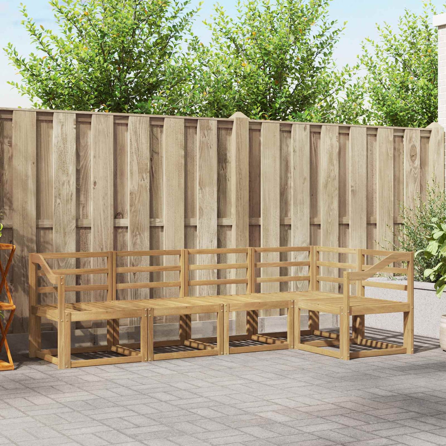 Utendørs sofa-sett 5 pcs Hvit Solid akasietre