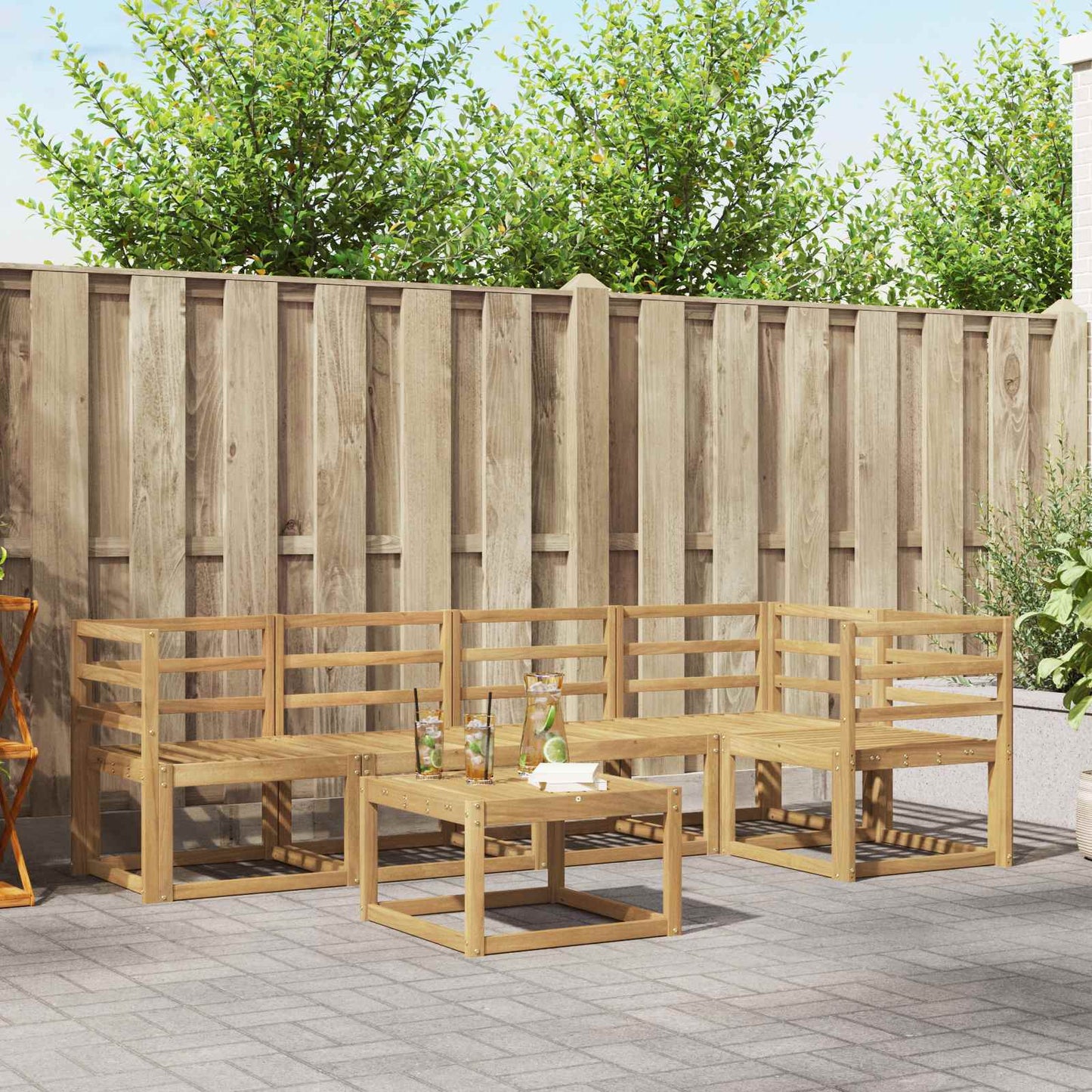 Utendørs sofa-sett 6 stk. Hvit Solid akasietre