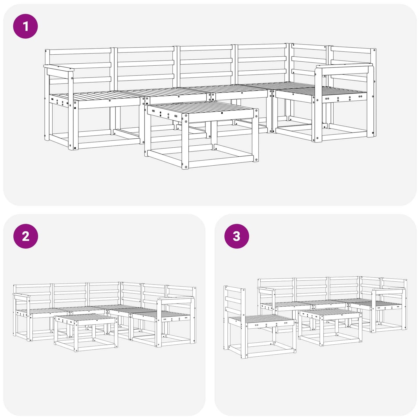Utendørs sofa-sett 6 pcs Hvit Solid akasietre