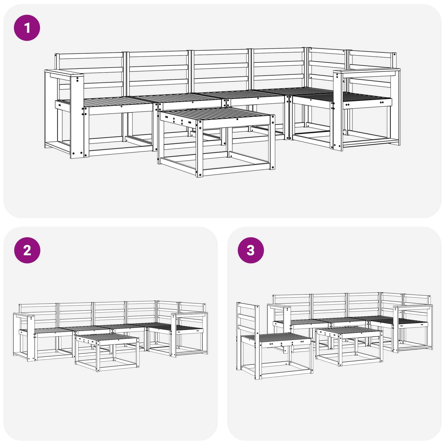Utendørs sofa-sett 6 pcs Hvit Solid akasietre