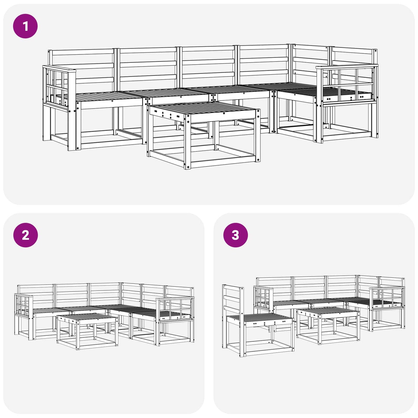Utendørs sofa-sett 6 pcs Hvit Solid akasietre