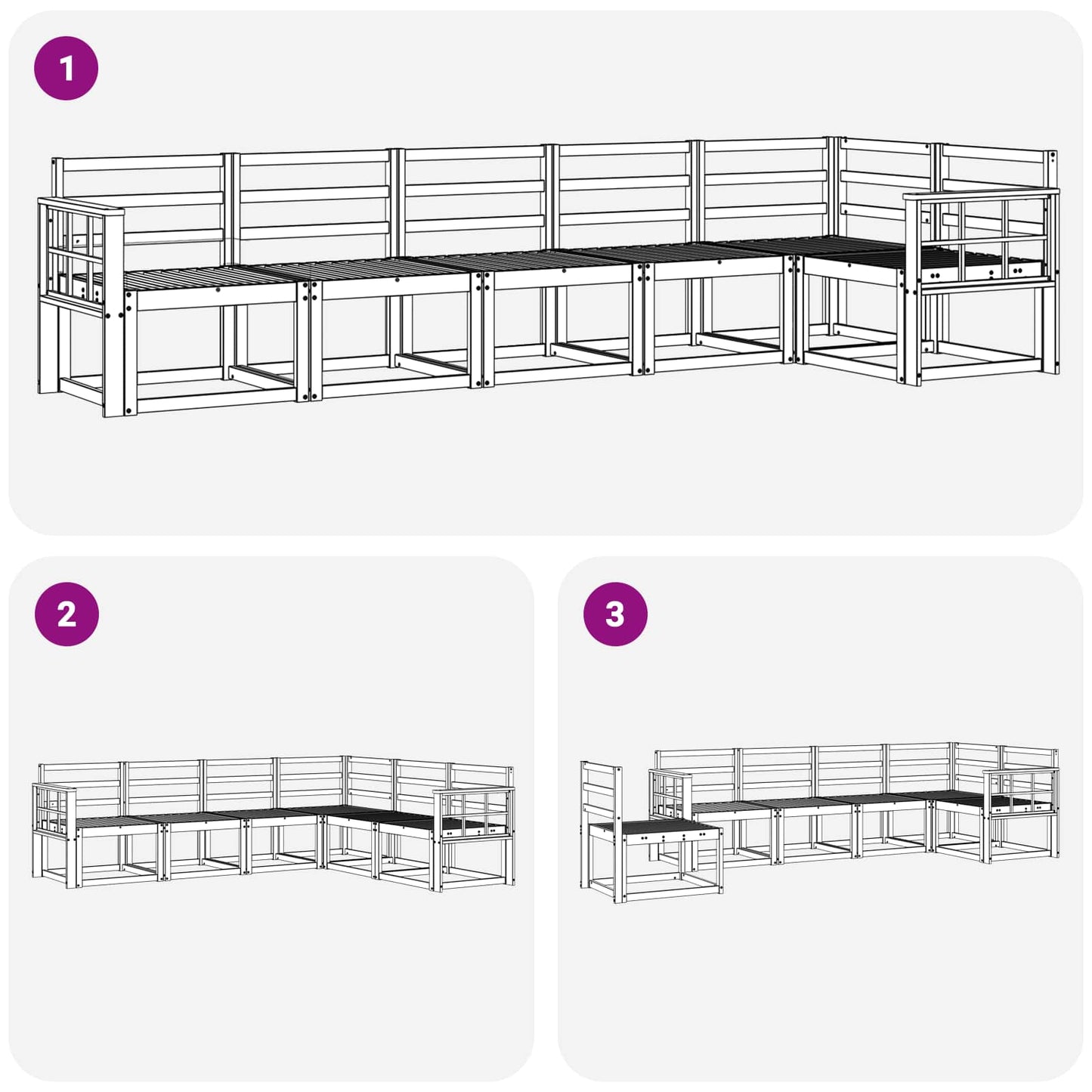 Utendørs sofa-sett 6 pcs Hvit Solid akasietre