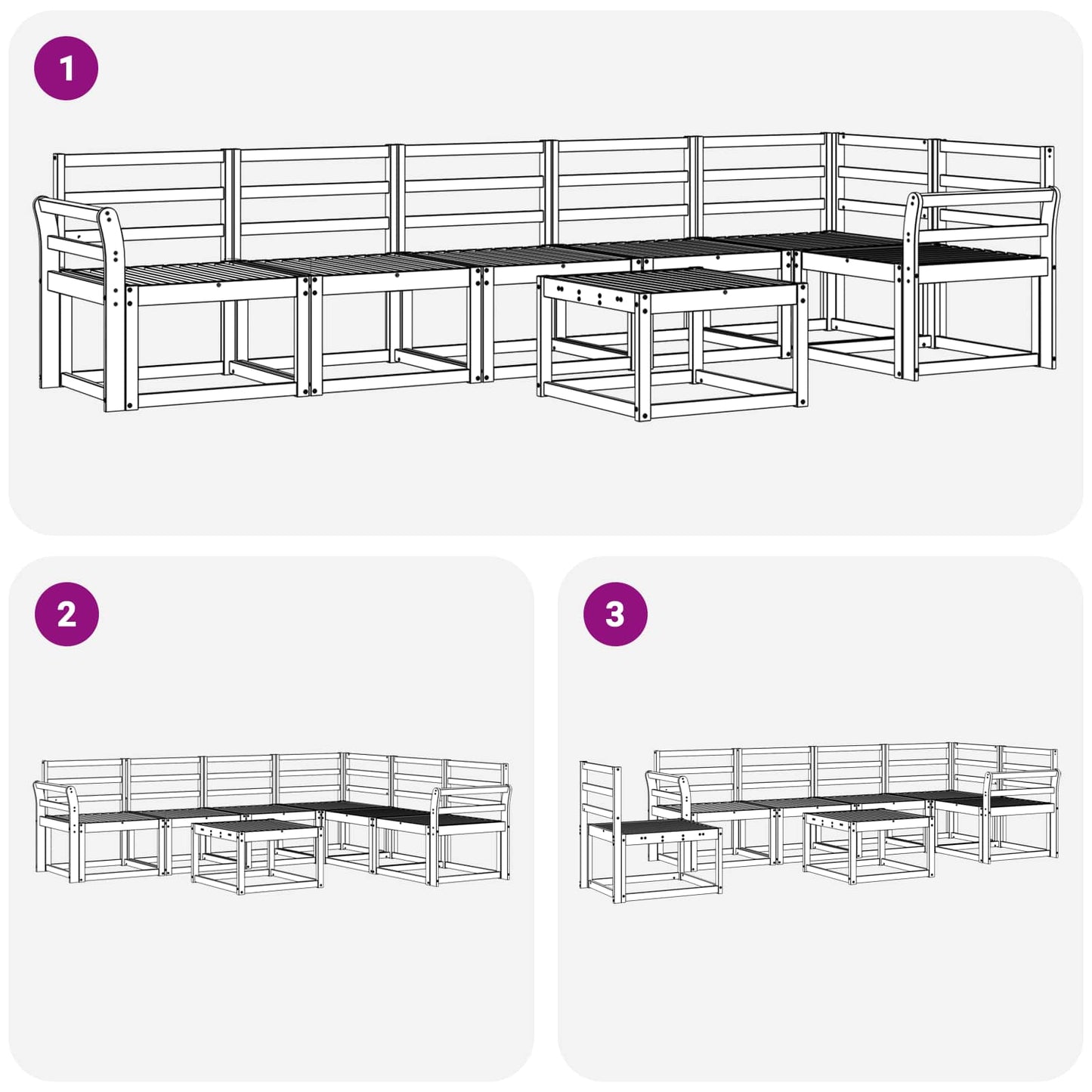 Utendørs sofa-sett 7 pcs Hvit Solid akasietre