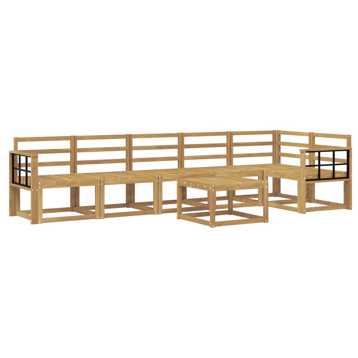 Utendørs sofa-sett 7 pcs Hvit Solid akasietre