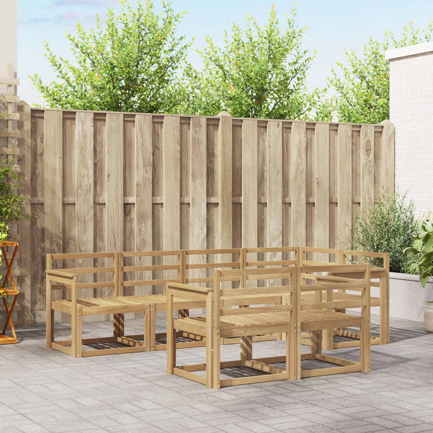 Utendørs sofa-sett 7 pcs Hvit Solid akasietre
