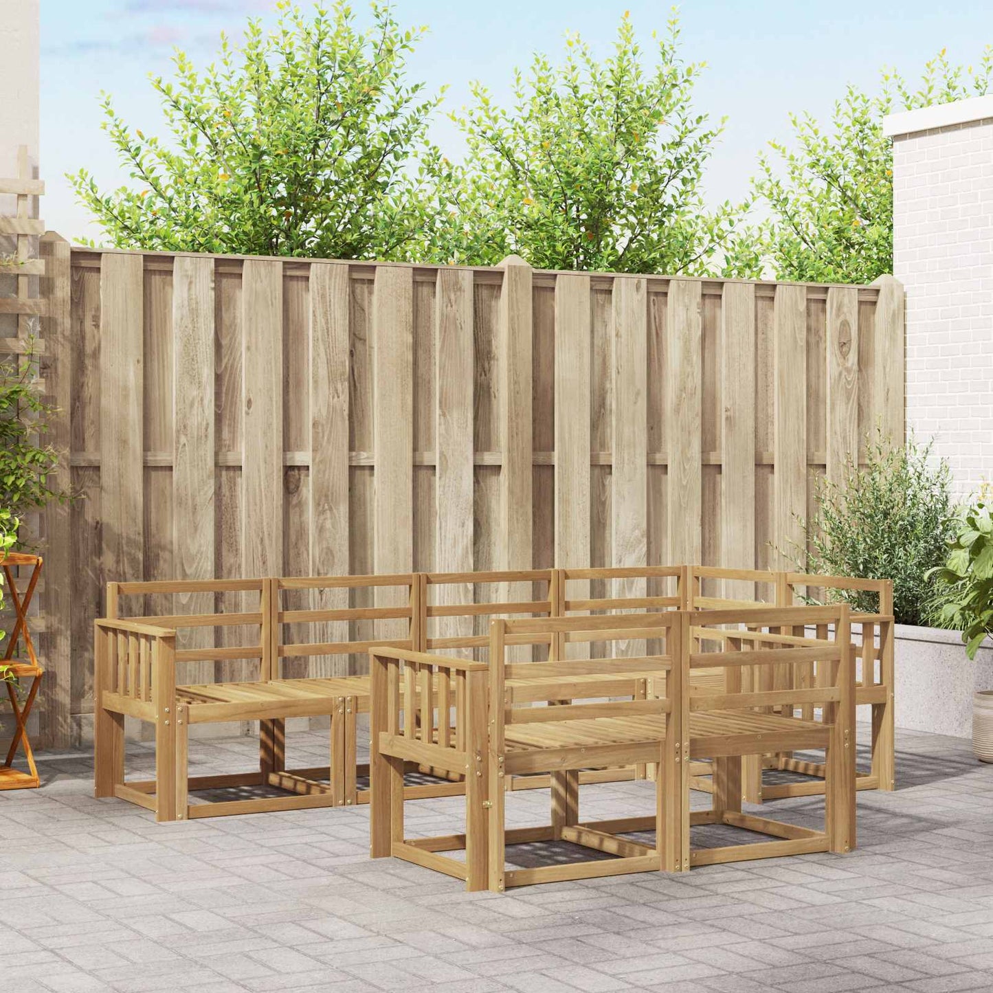 Utendørs sofa-sett 7 pcs Hvit Solid akasietre