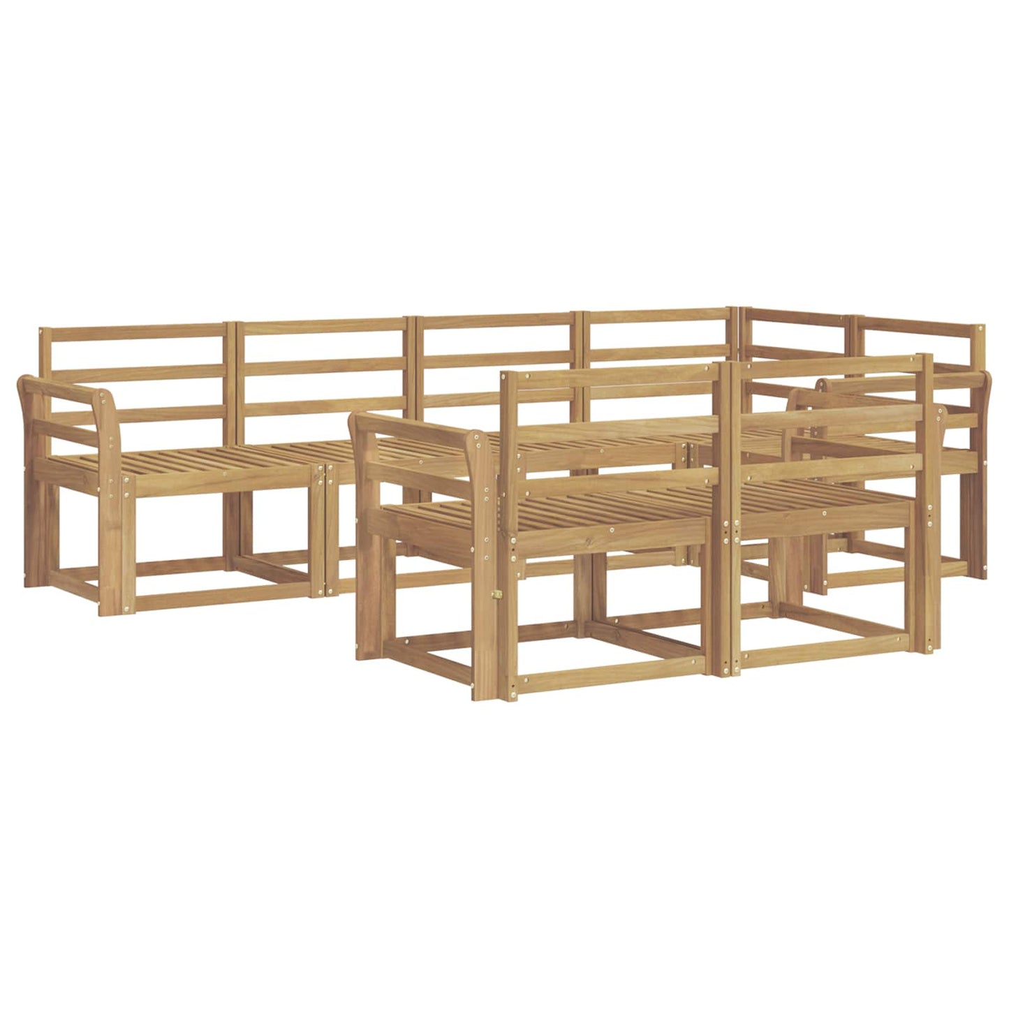 Utendørs sofa-sett 7 pcs Hvit Solid akasietre