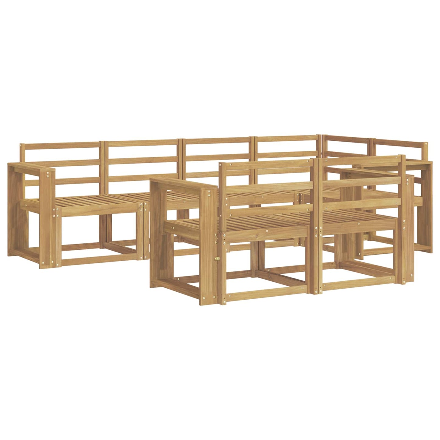 Utendørs sofa-sett 7 pcs Hvit Solid akasietre