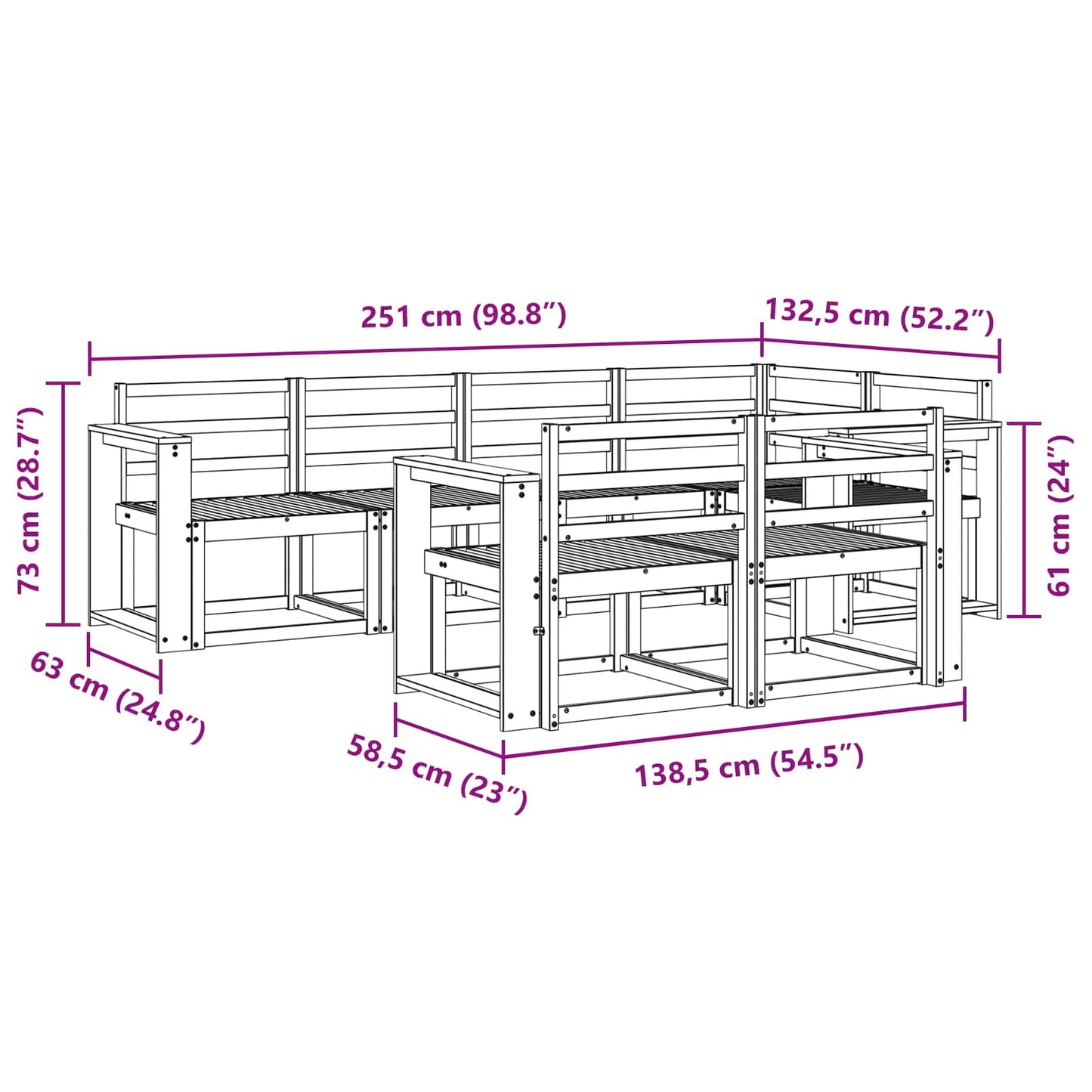Utendørs sofa-sett 7 pcs Hvit Solid akasietre