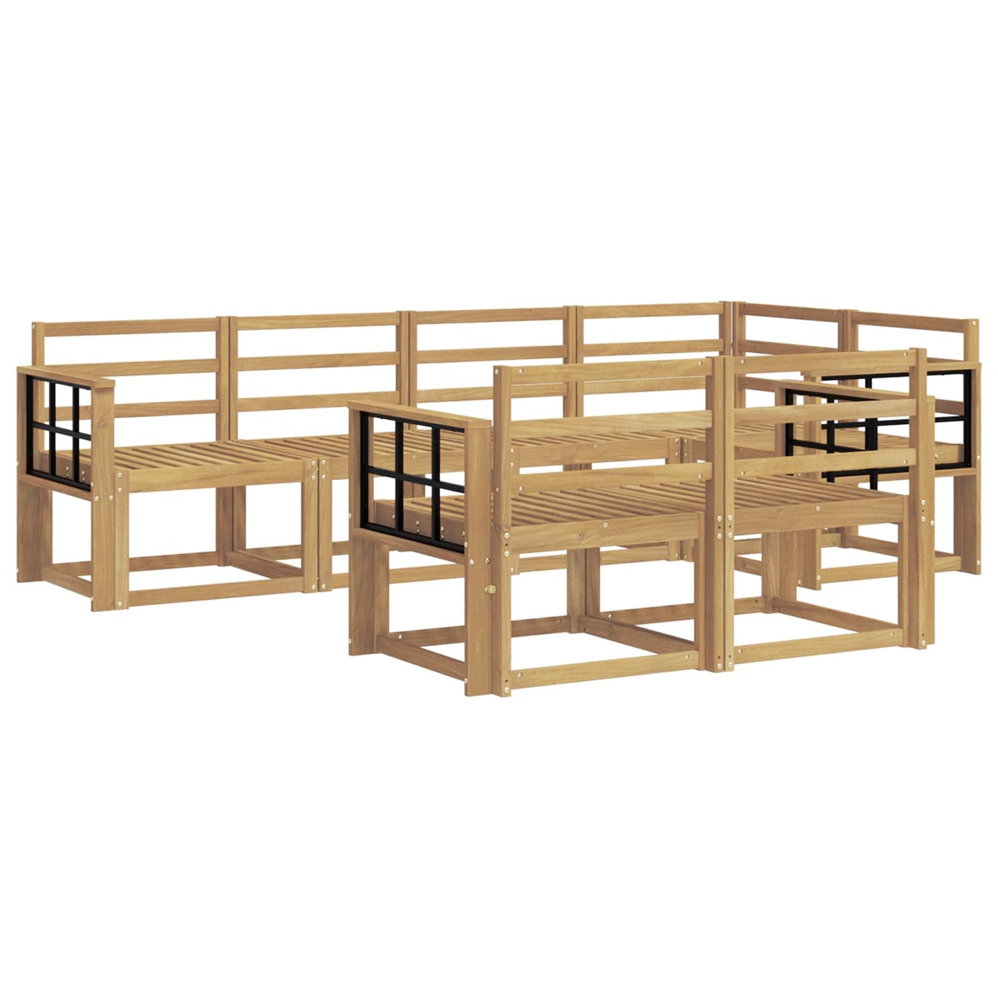 Utendørs sofa-sett 7 pcs Hvit Solid akasietre
