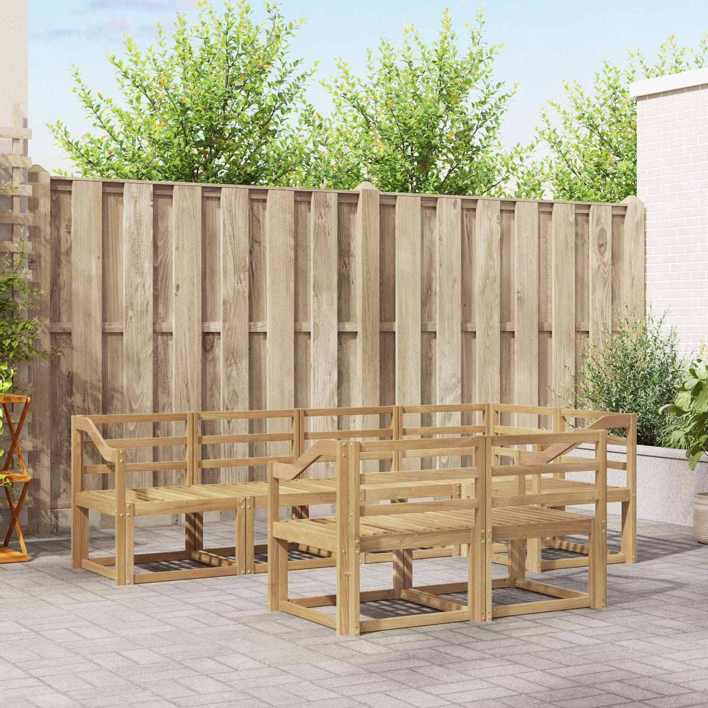 Utendørs sofa-sett 7 pcs Hvit Solid akasietre