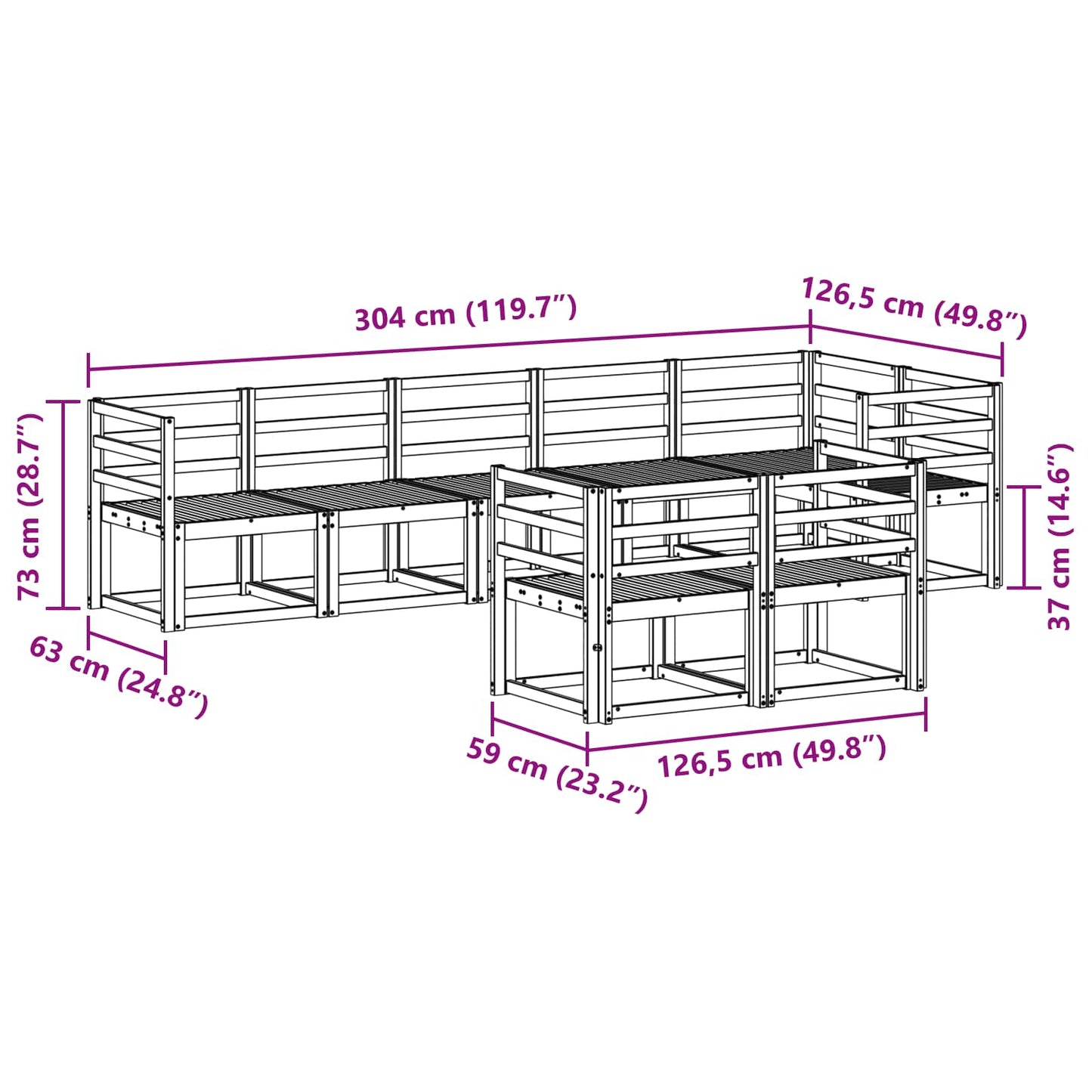 Utendørs sofa-sett 8 pcs Hvit Solid akasietre