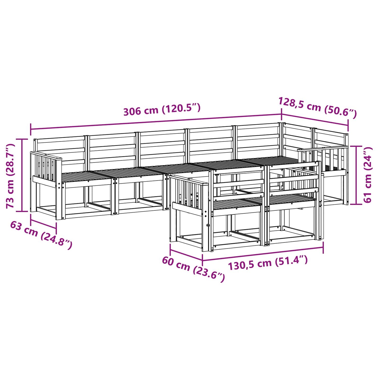 Utendørs sofa-sett 8 pcs Hvit Solid akasietre
