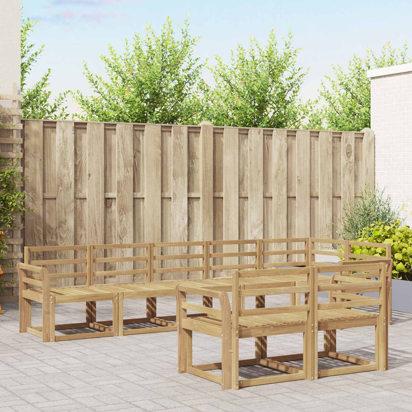 Utendørs sofa-sett 8 pcs Hvit Solid akasietre