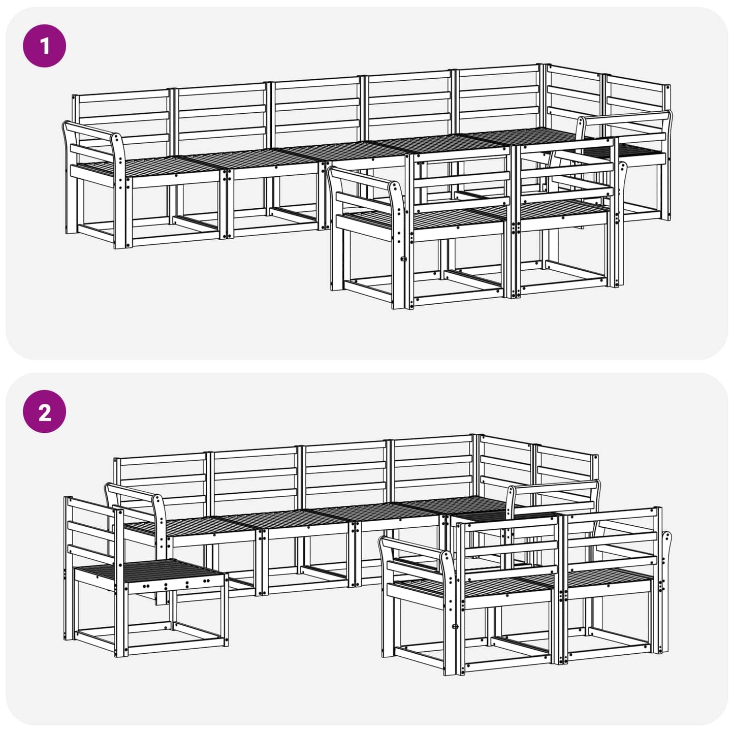Utendørs sofa-sett 8 pcs Hvit Solid akasietre