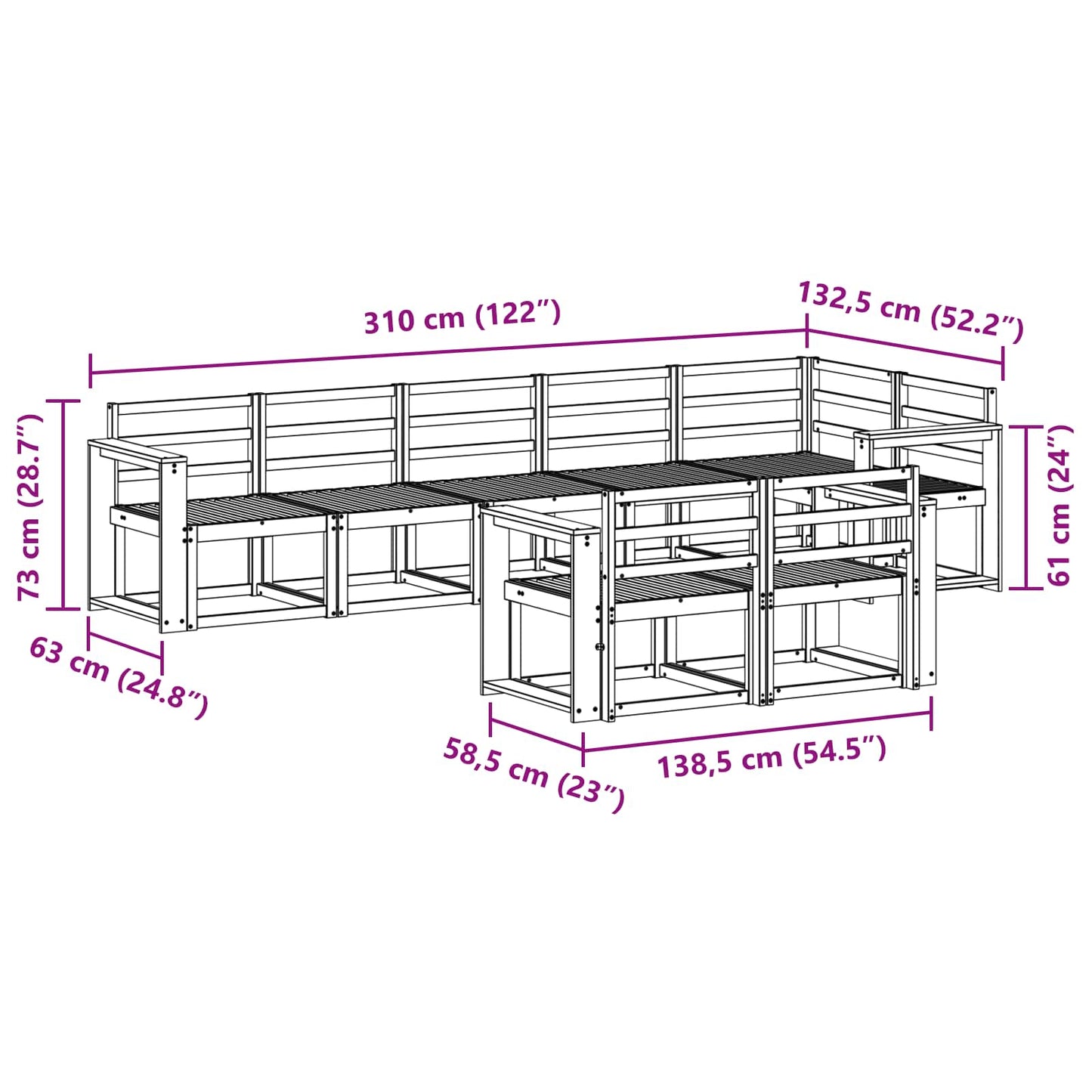 Utendørs sofa-sett 8 pcs Hvit Solid akasietre