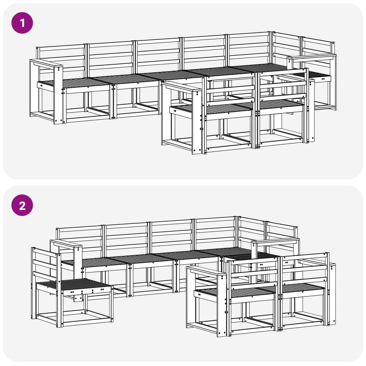 Utendørs sofa-sett 8 pcs Hvit Solid akasietre