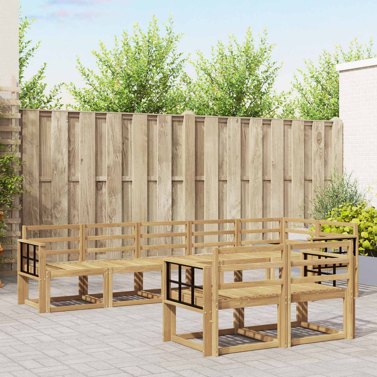 Utendørs sofa-sett 8 pcs Hvit Solid akasietre