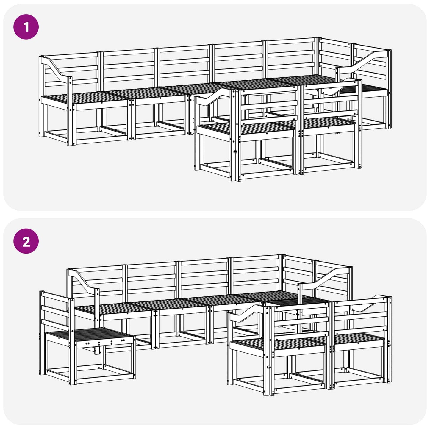 Utendørs sofa-sett 8 pcs Hvit Solid akasietre