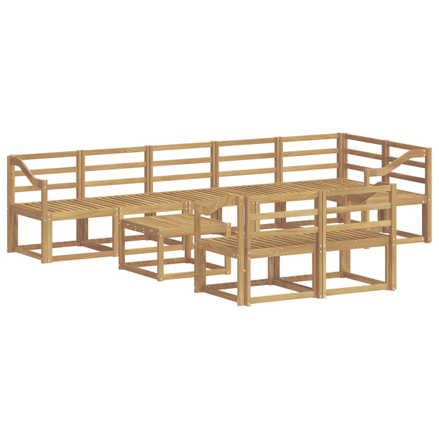 Utendørs sofa-sett 9 pcs Hvit Solid akasietre