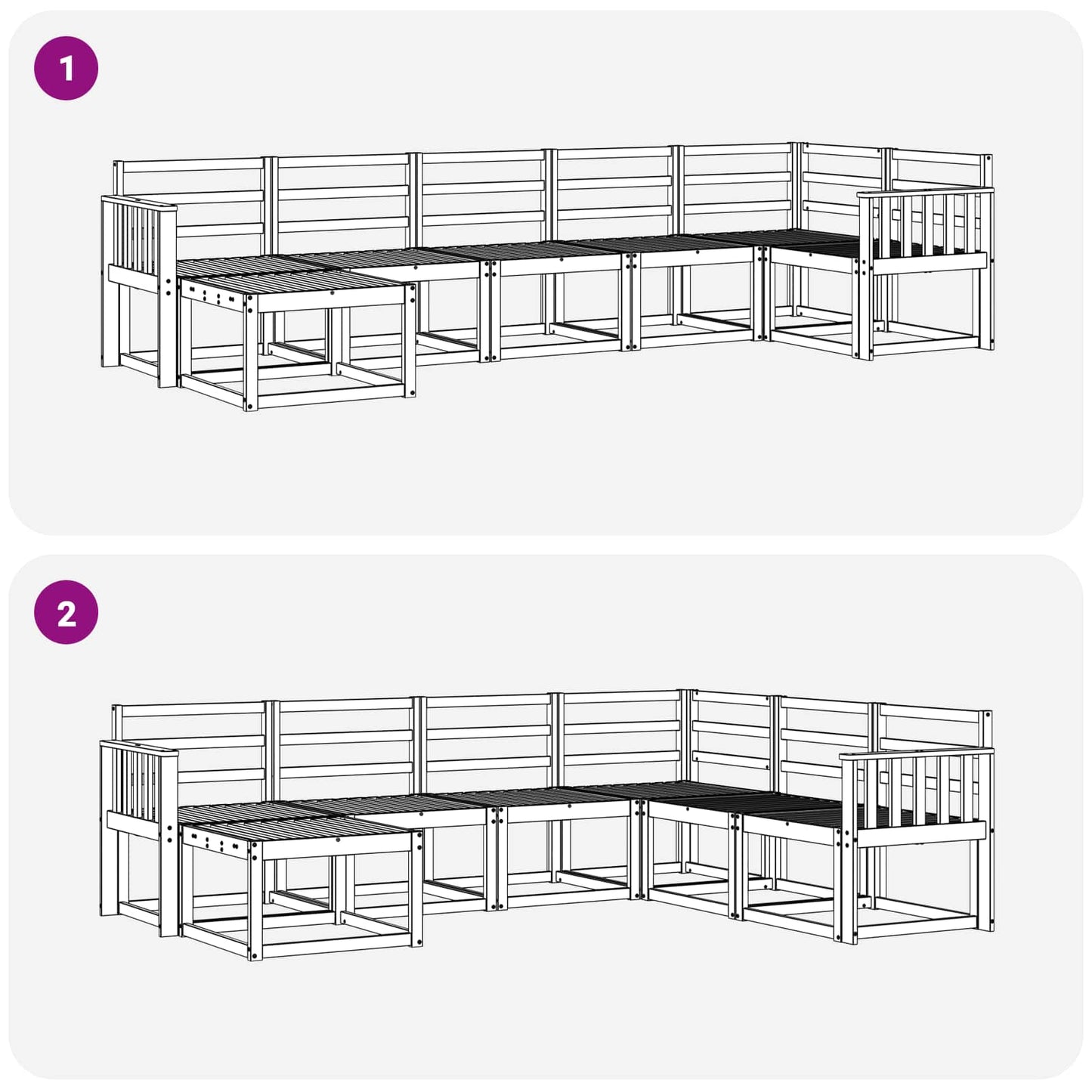 Utendørs sofa-sett 7 pcs Hvit Solid akasietre