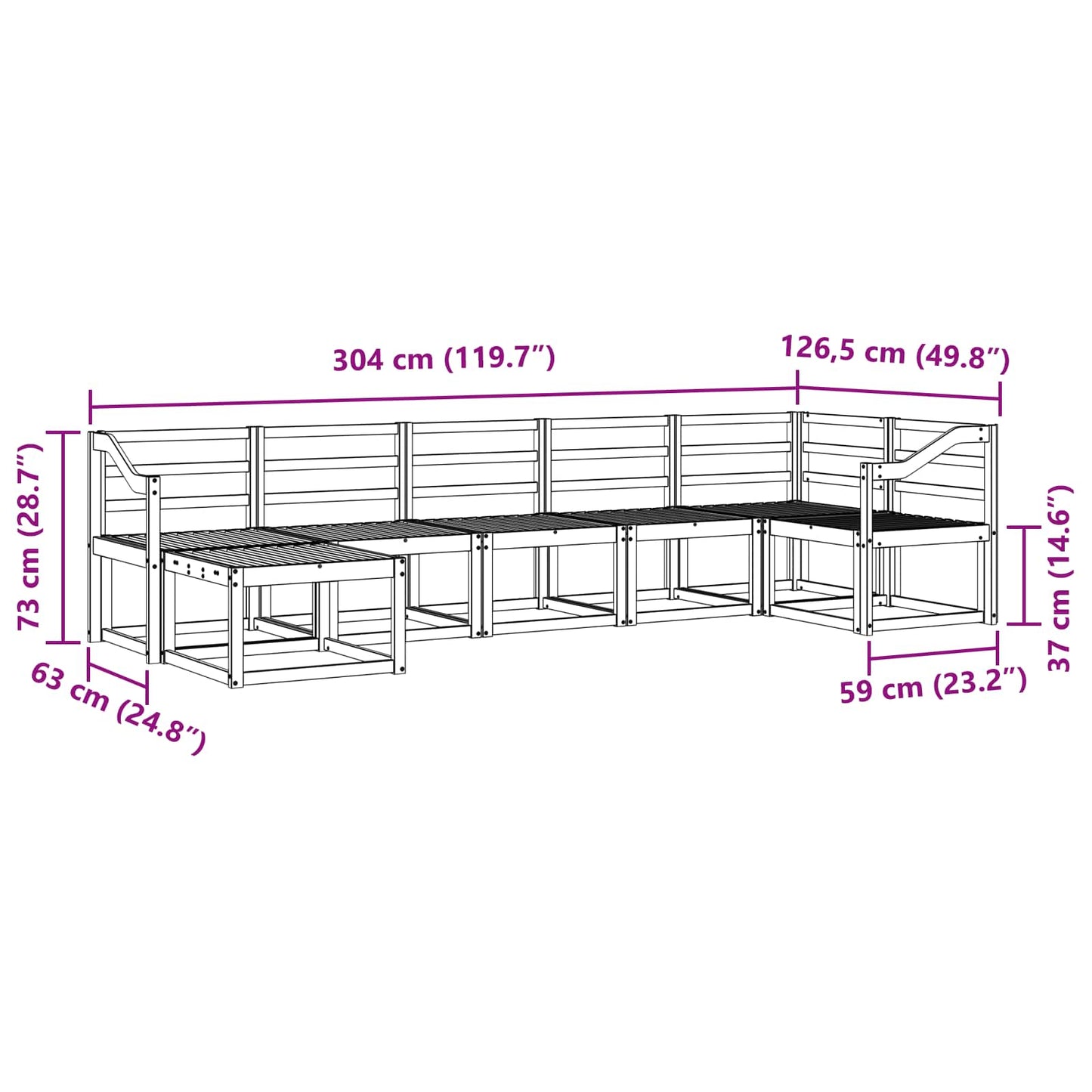 Utendørs sofa-sett 7 pcs Hvit Solid akasietre