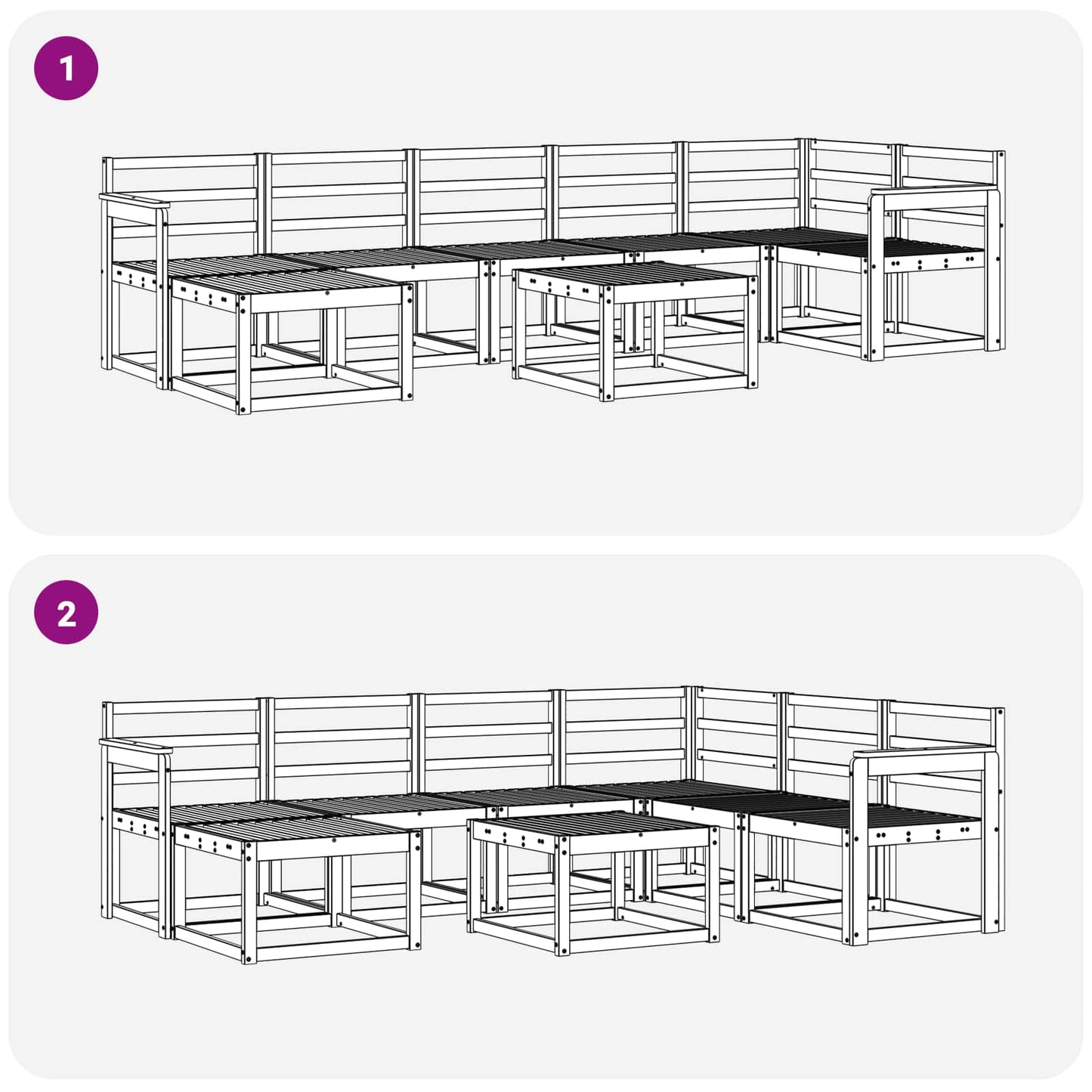 Utendørs sofa-sett 8 pcs Hvit Solid akasietre