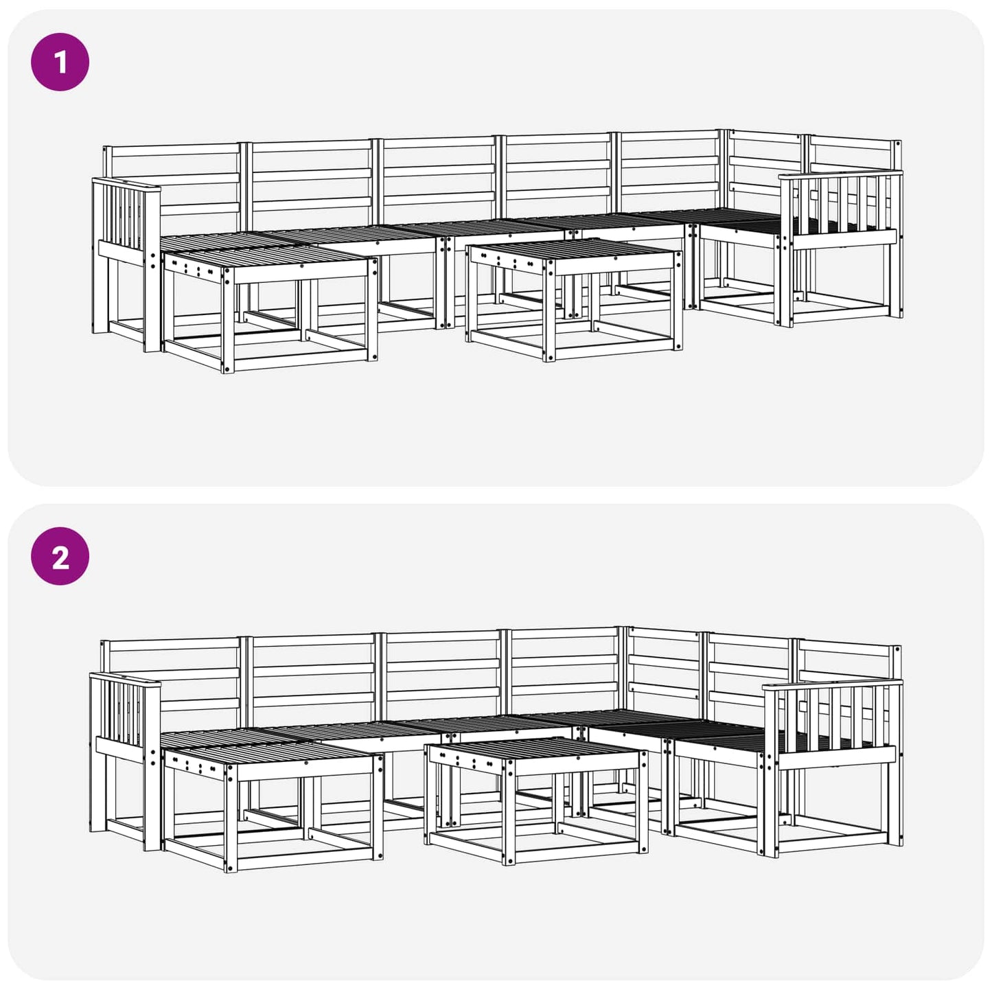Utendørs sofa-sett 8 pcs Hvit Solid akasietre